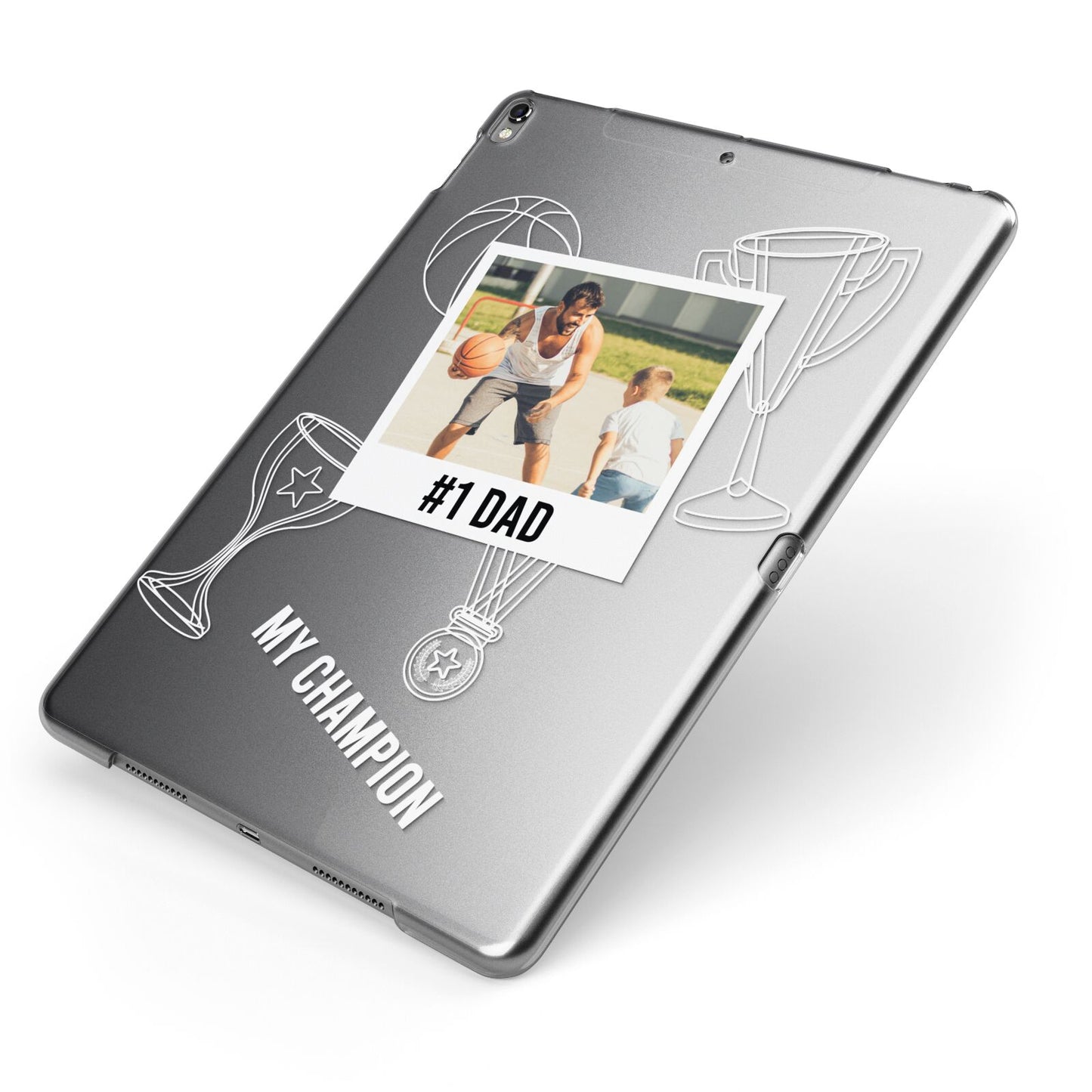 Personalised Number 1 Dad Apple iPad Case on Grey iPad Side View