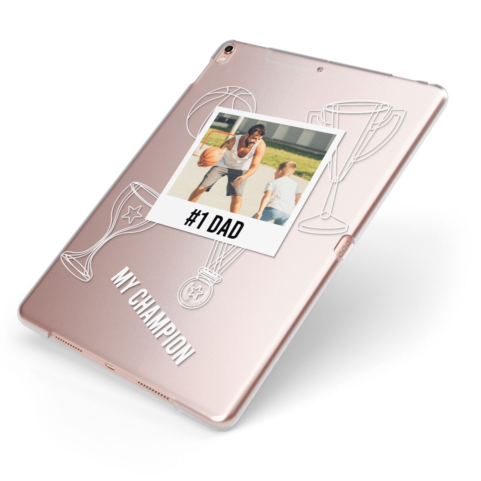 Personalised Number 1 Dad Apple iPad Case on Rose Gold iPad Side View