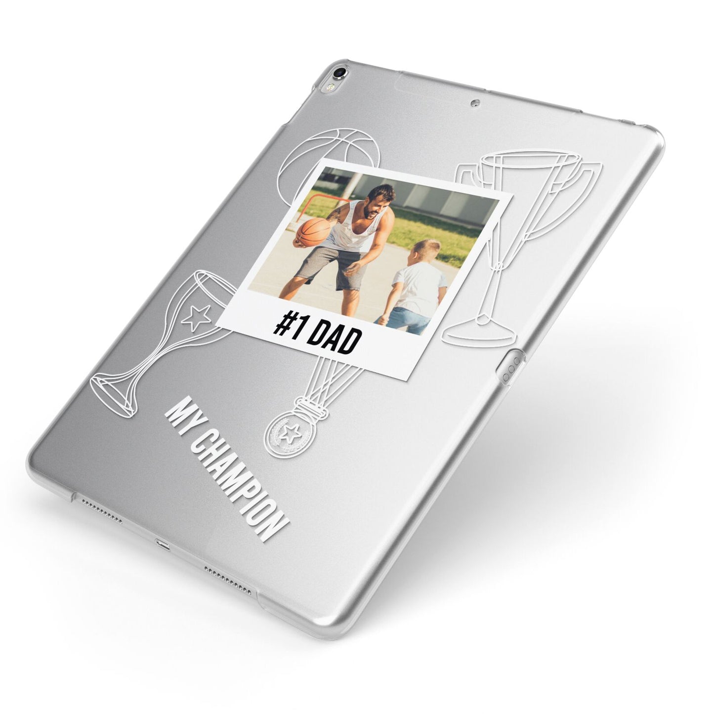 Personalised Number 1 Dad Apple iPad Case on Silver iPad Side View