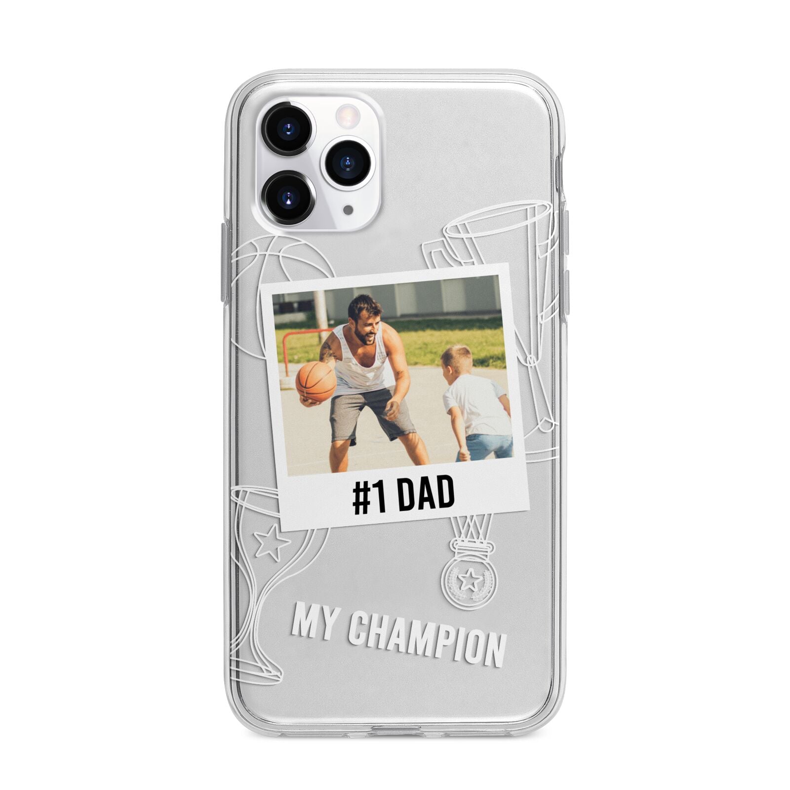 Personalised Number 1 Dad Apple iPhone 11 Pro Max in Silver with Bumper Case
