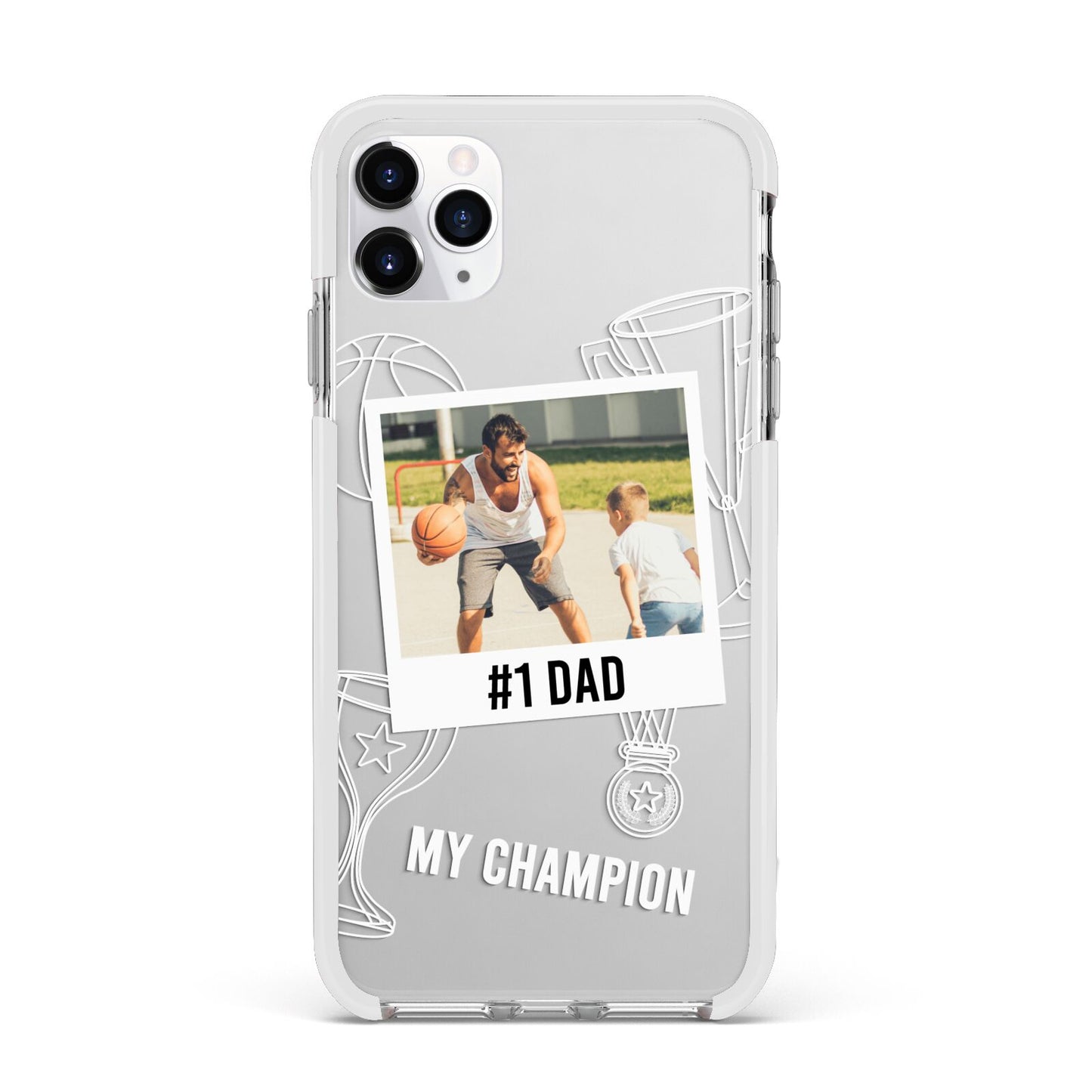 Personalised Number 1 Dad Apple iPhone 11 Pro Max in Silver with White Impact Case