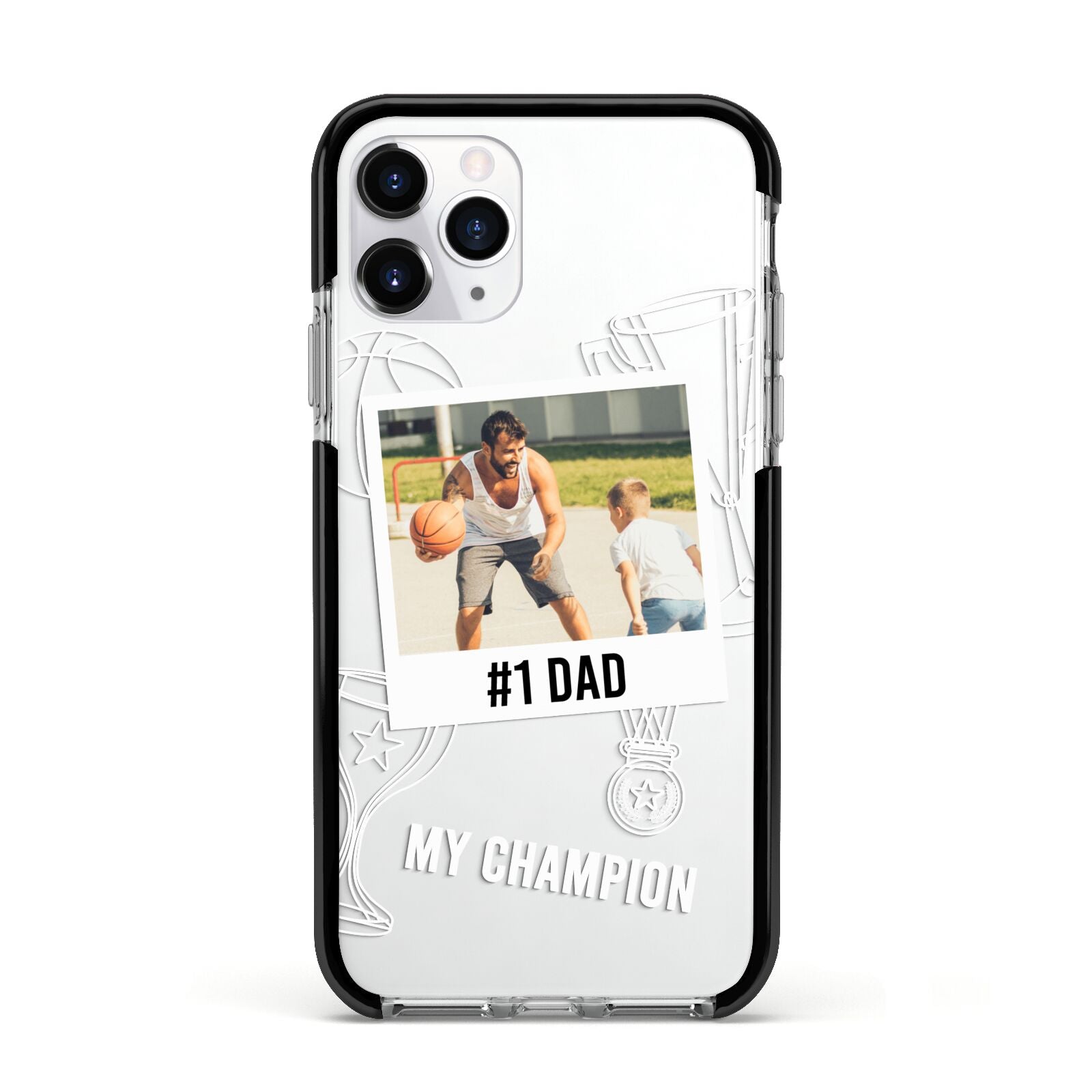Personalised Number 1 Dad Apple iPhone 11 Pro in Silver with Black Impact Case