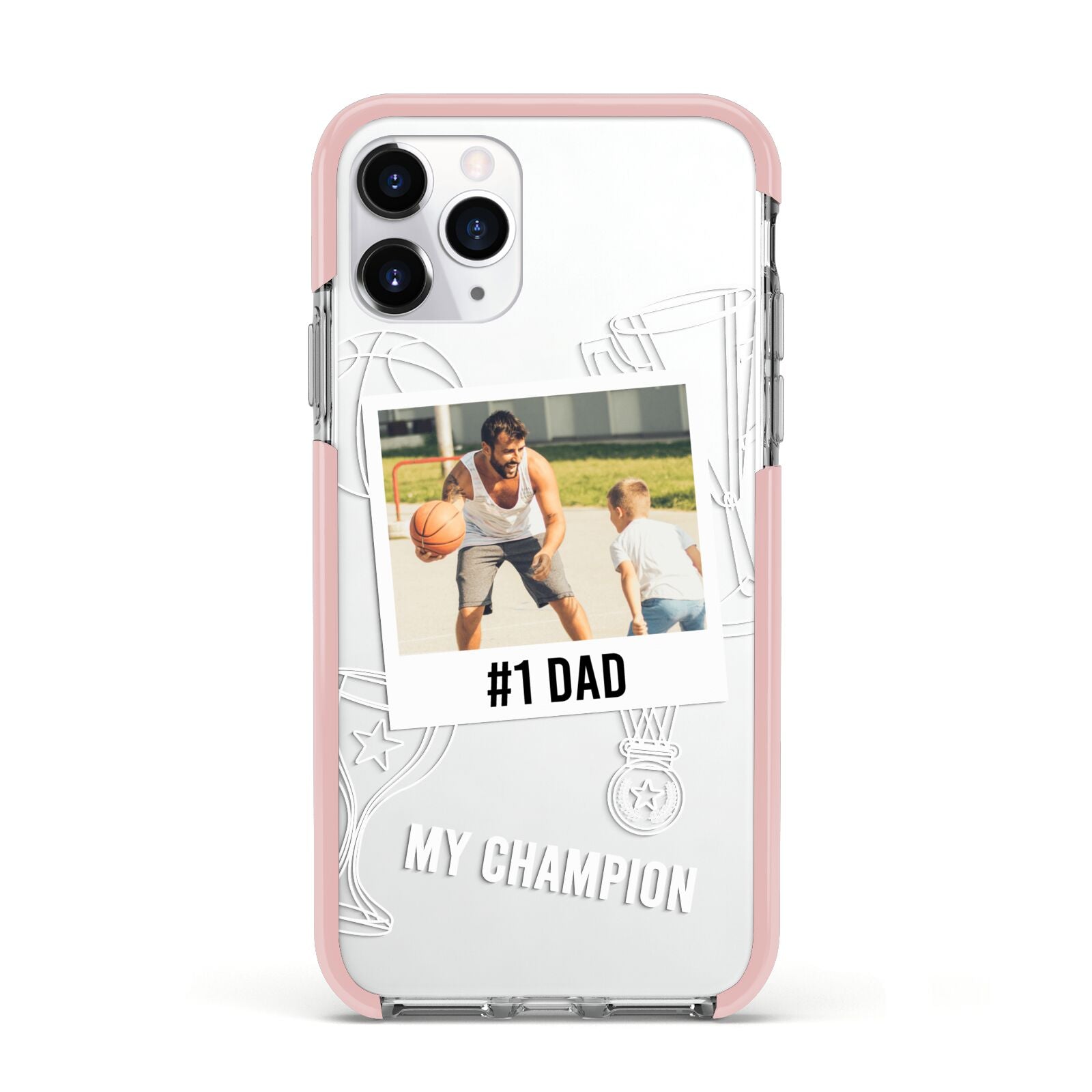 Personalised Number 1 Dad Apple iPhone 11 Pro in Silver with Pink Impact Case