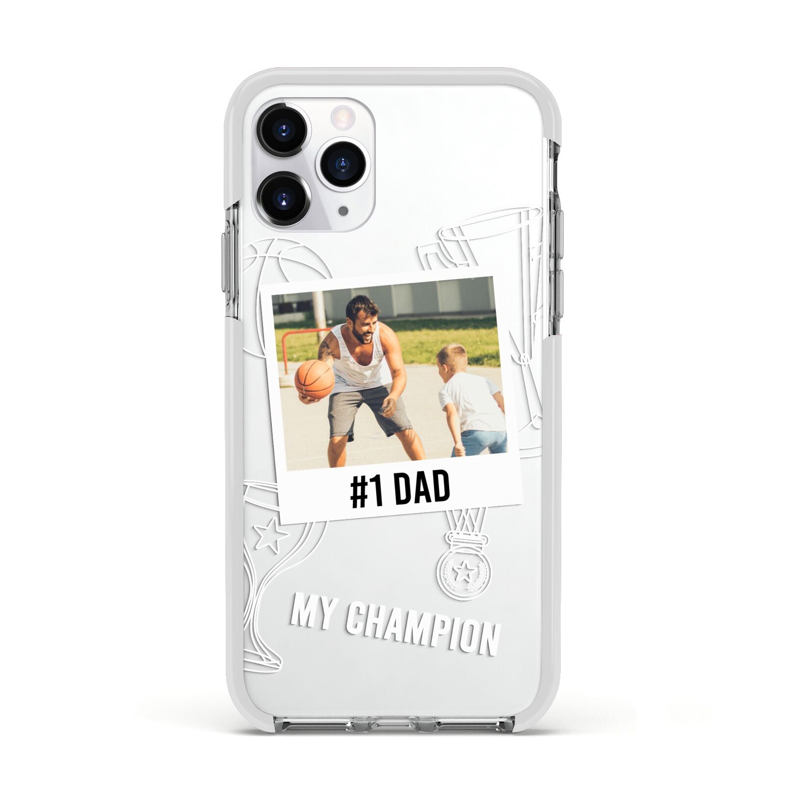 Personalised Number 1 Dad Apple iPhone 11 Pro in Silver with White Impact Case