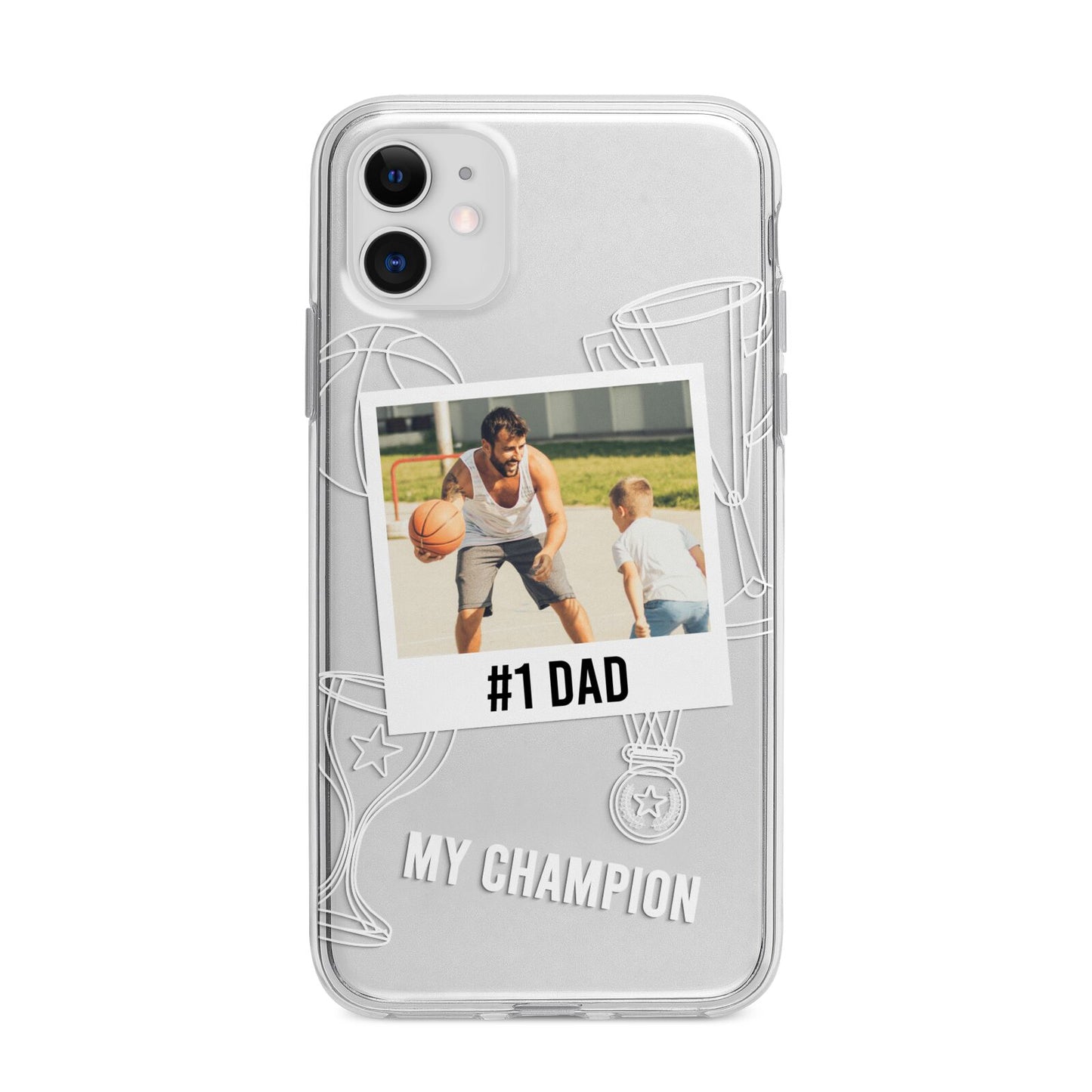 Personalised Number 1 Dad Apple iPhone 11 in White with Bumper Case
