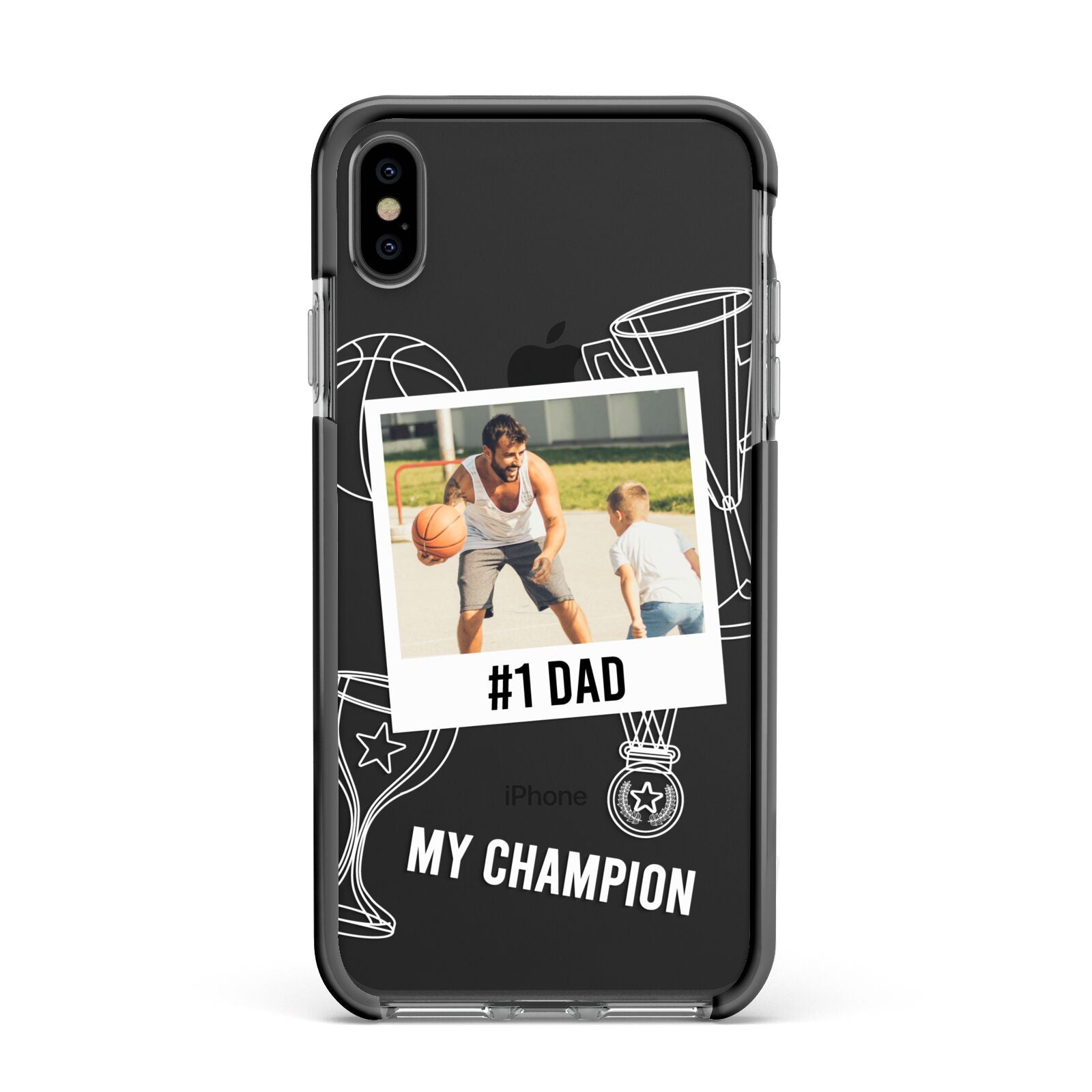Personalised Number 1 Dad Apple iPhone Xs Max Impact Case Black Edge on Black Phone