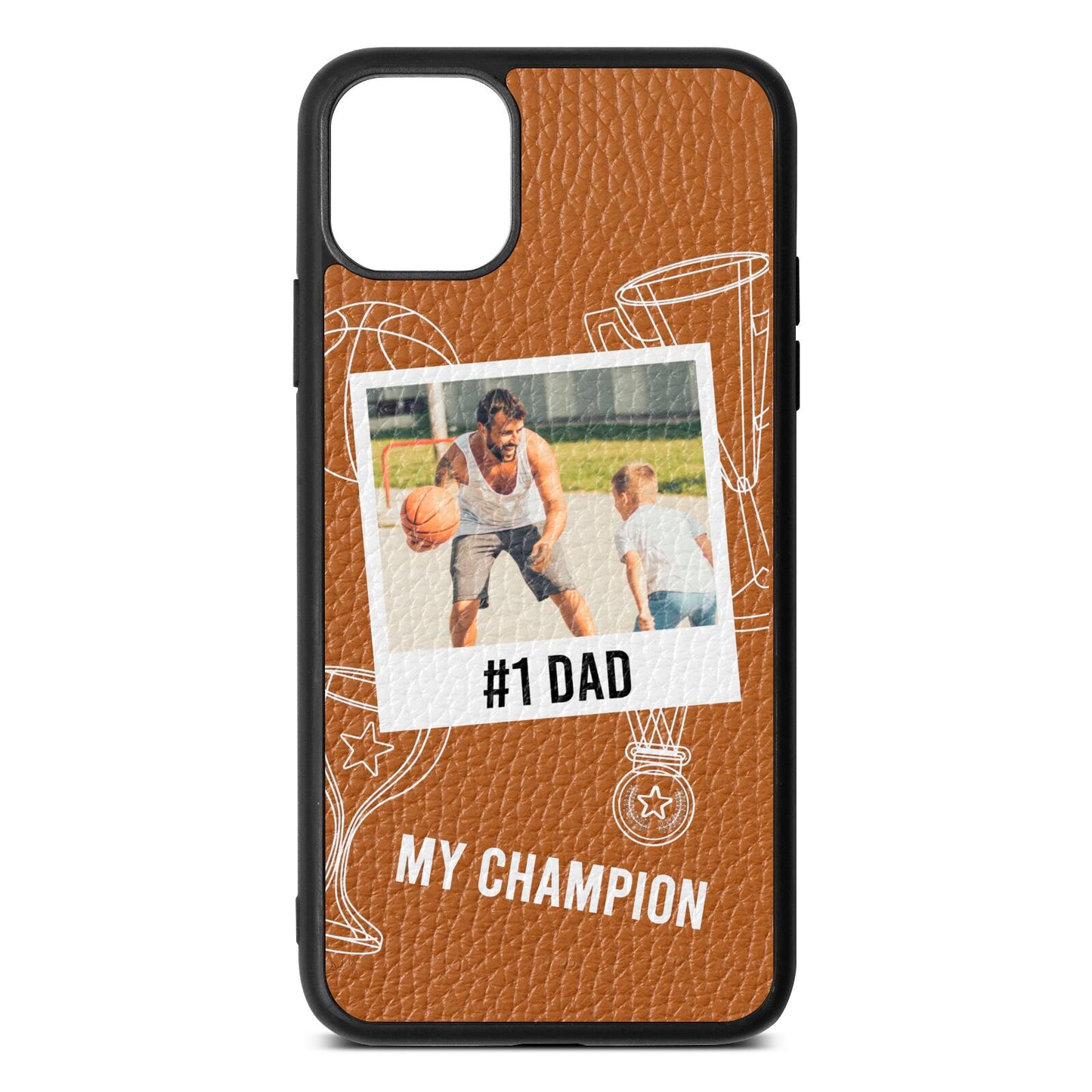 Personalised Number 1 Dad Tan Pebble Leather iPhone 11 Pro Max Case