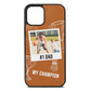 Personalised Number 1 Dad Tan Pebble Leather iPhone 12 Case