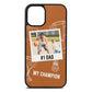 Personalised Number 1 Dad Tan Pebble Leather iPhone 12 Mini Case