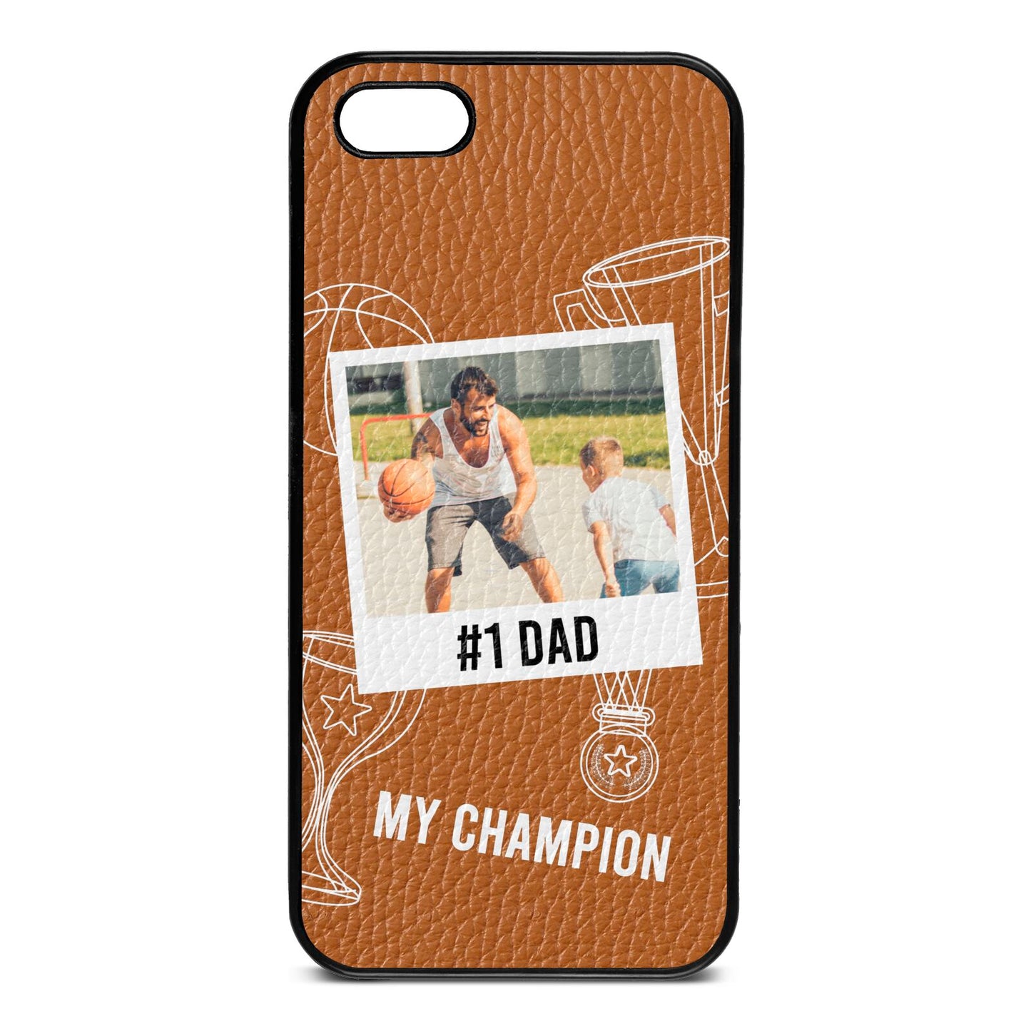 Personalised Number 1 Dad Tan Pebble Leather iPhone 5 Case