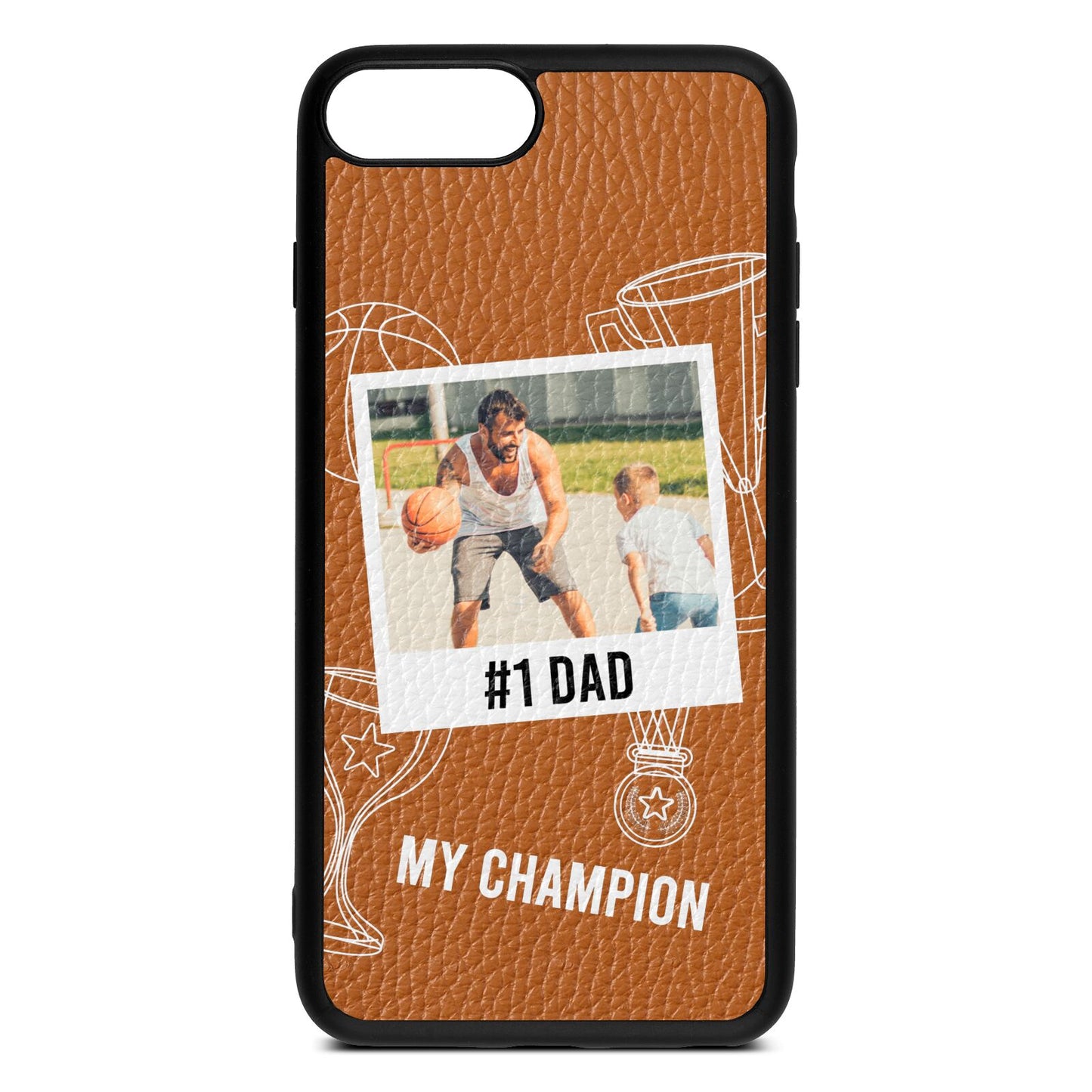 Personalised Number 1 Dad Tan Pebble Leather iPhone 8 Plus Case
