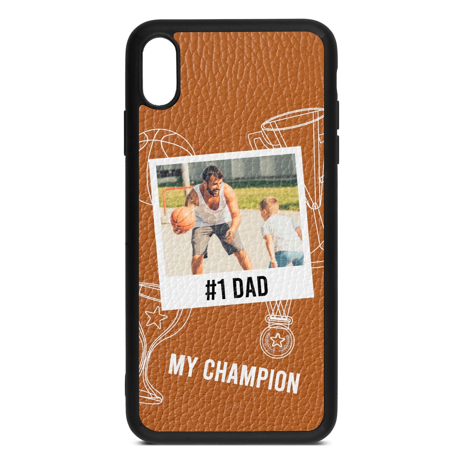 Personalised Number 1 Dad Tan Pebble Leather iPhone Xs Max Case