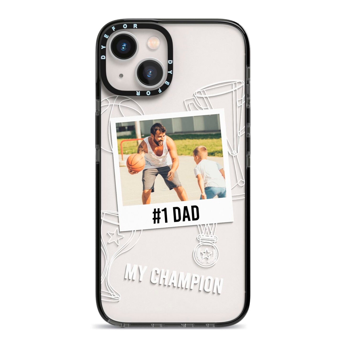 Personalised Number 1 Dad iPhone 13 Black Impact Case on Silver phone
