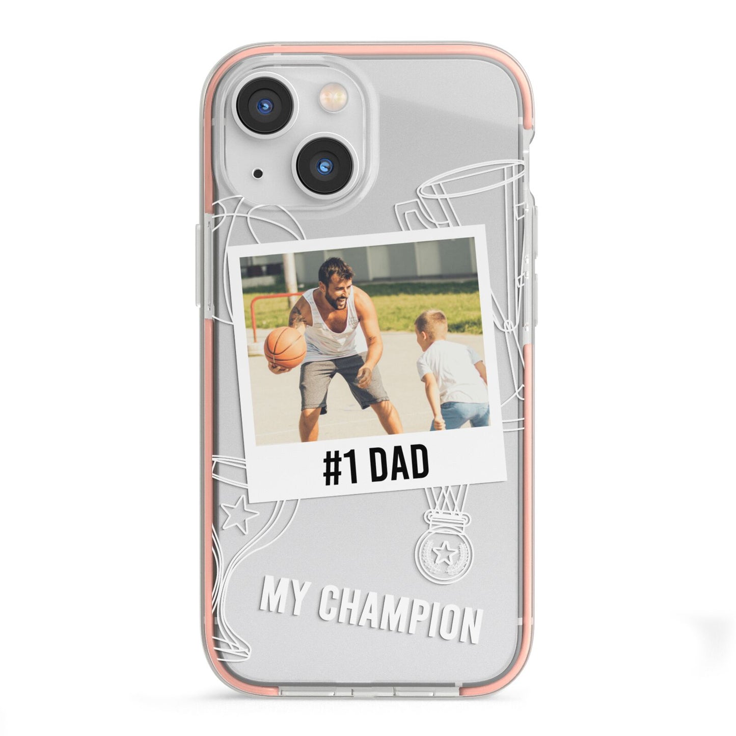Personalised Number 1 Dad iPhone 13 Mini TPU Impact Case with Pink Edges