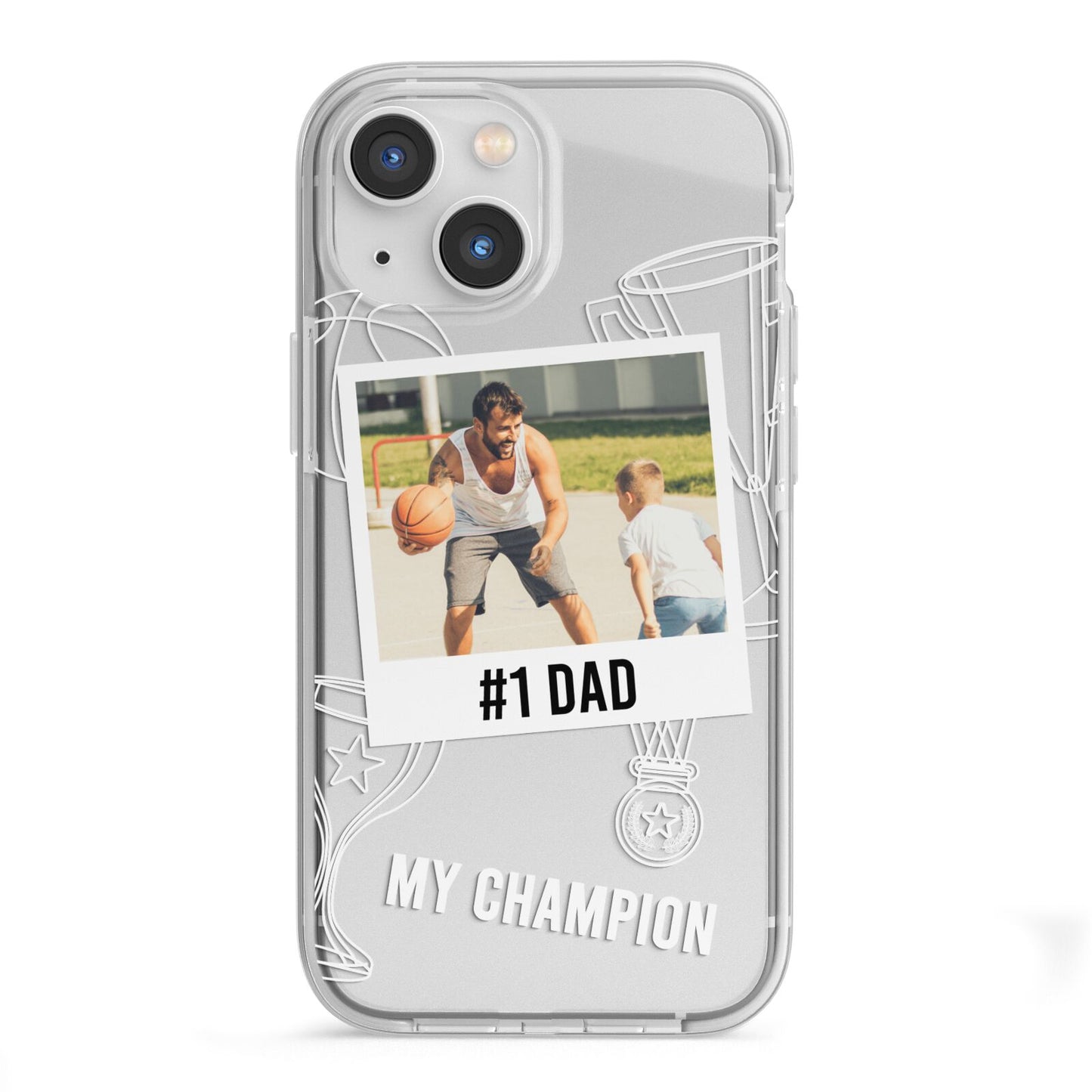 Personalised Number 1 Dad iPhone 13 Mini TPU Impact Case with White Edges