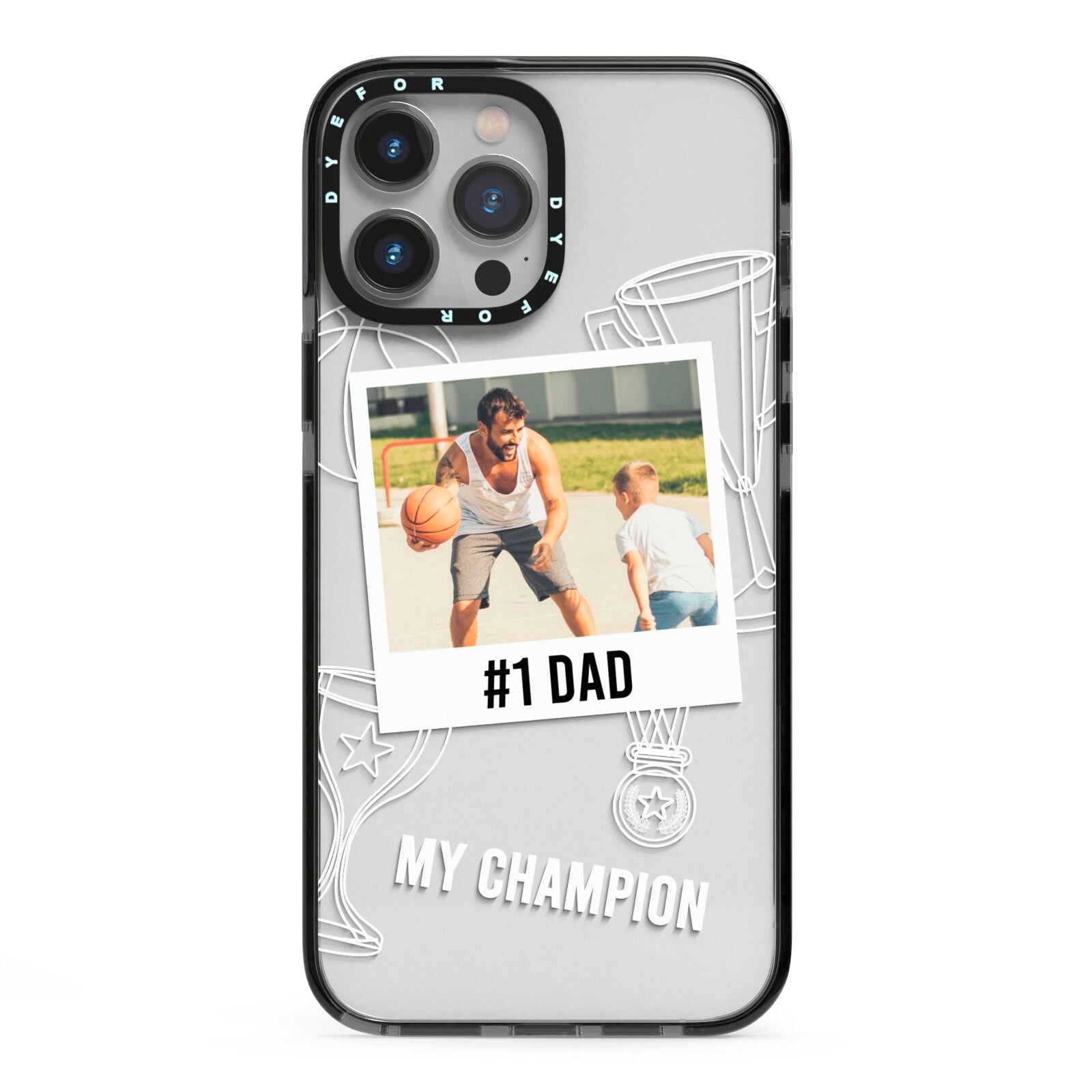 Personalised Number 1 Dad iPhone 13 Pro Max Black Impact Case on Silver phone