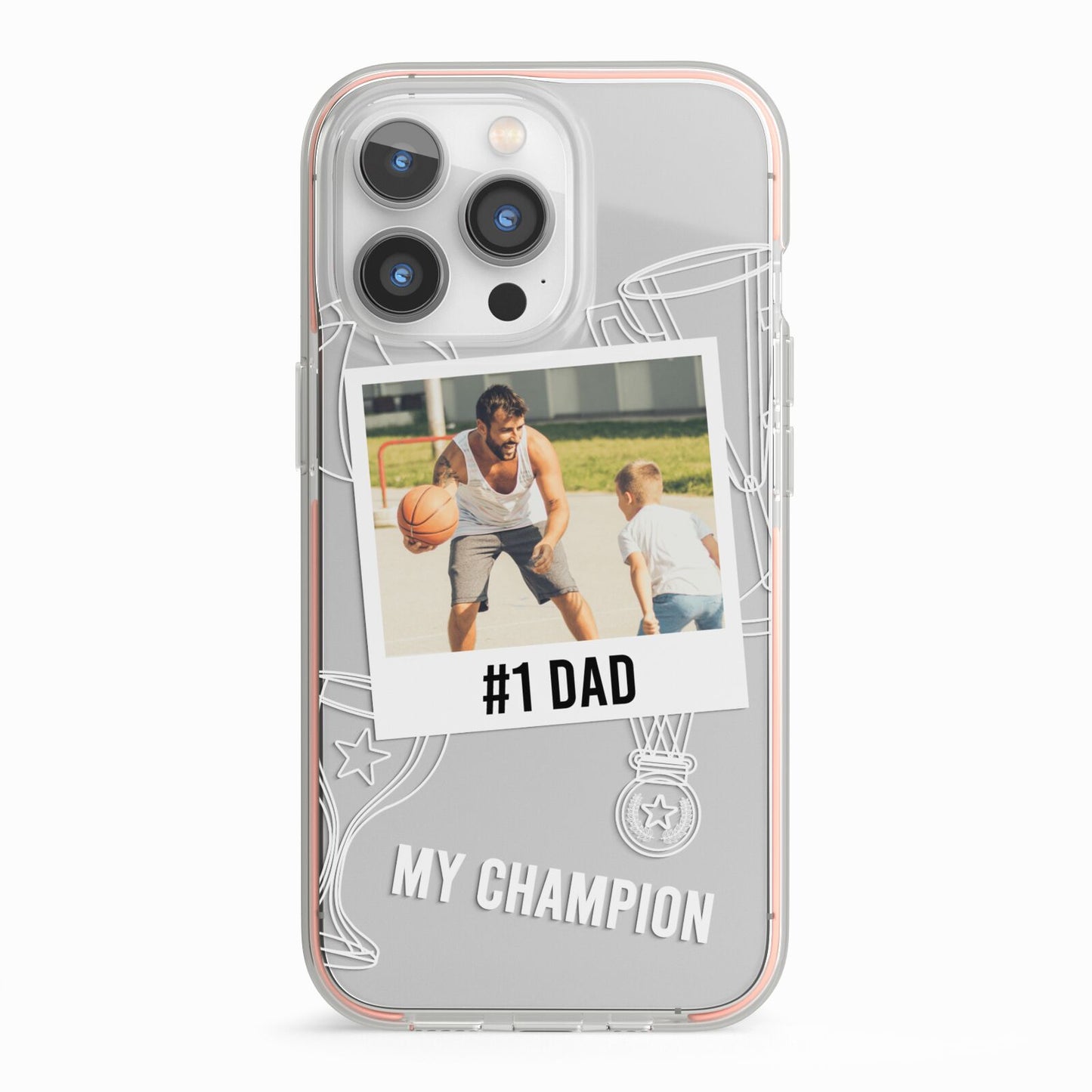 Personalised Number 1 Dad iPhone 13 Pro TPU Impact Case with Pink Edges