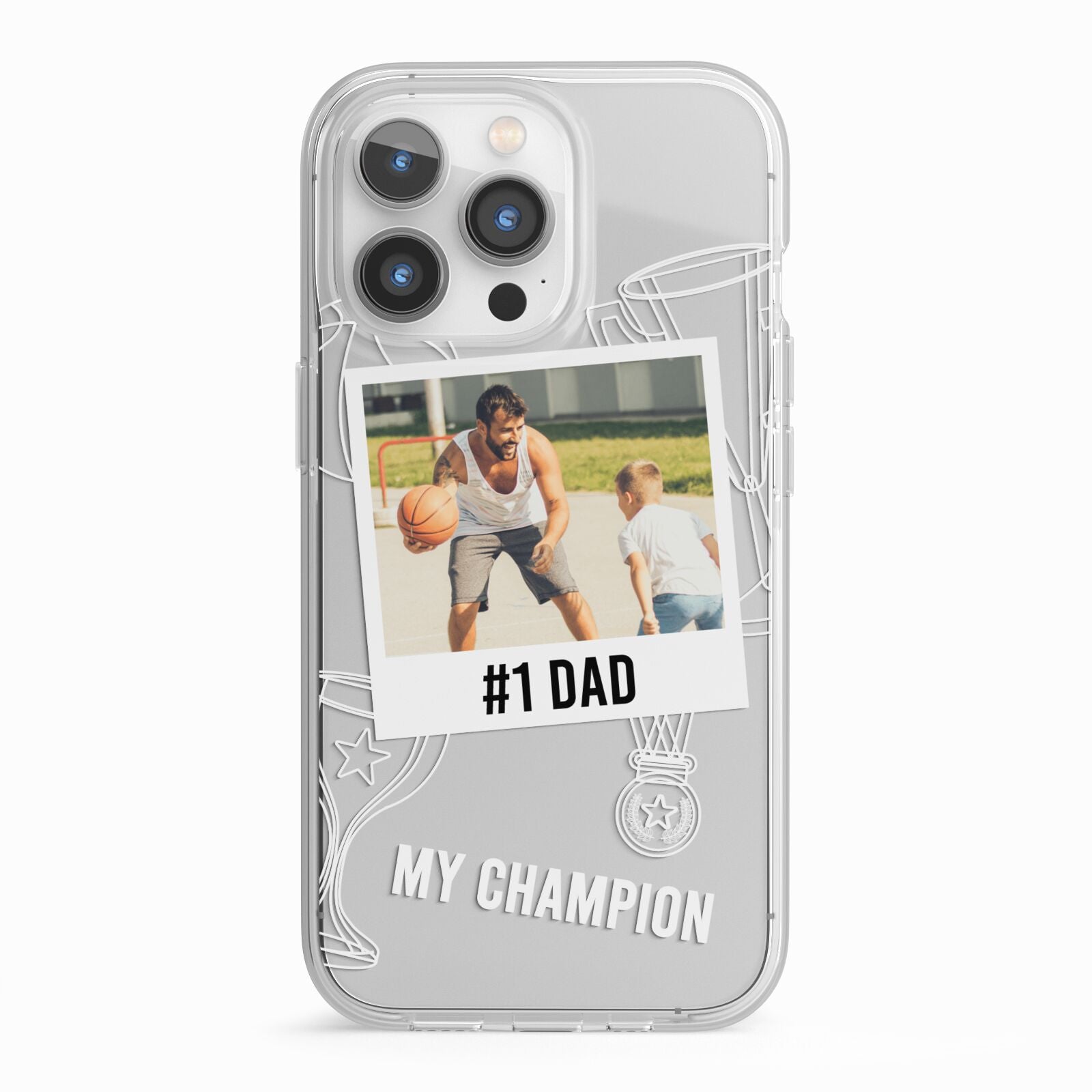 Personalised Number 1 Dad iPhone 13 Pro TPU Impact Case with White Edges