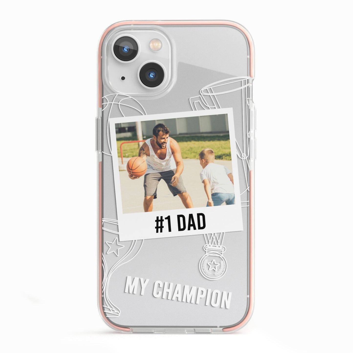 Personalised Number 1 Dad iPhone 13 TPU Impact Case with Pink Edges