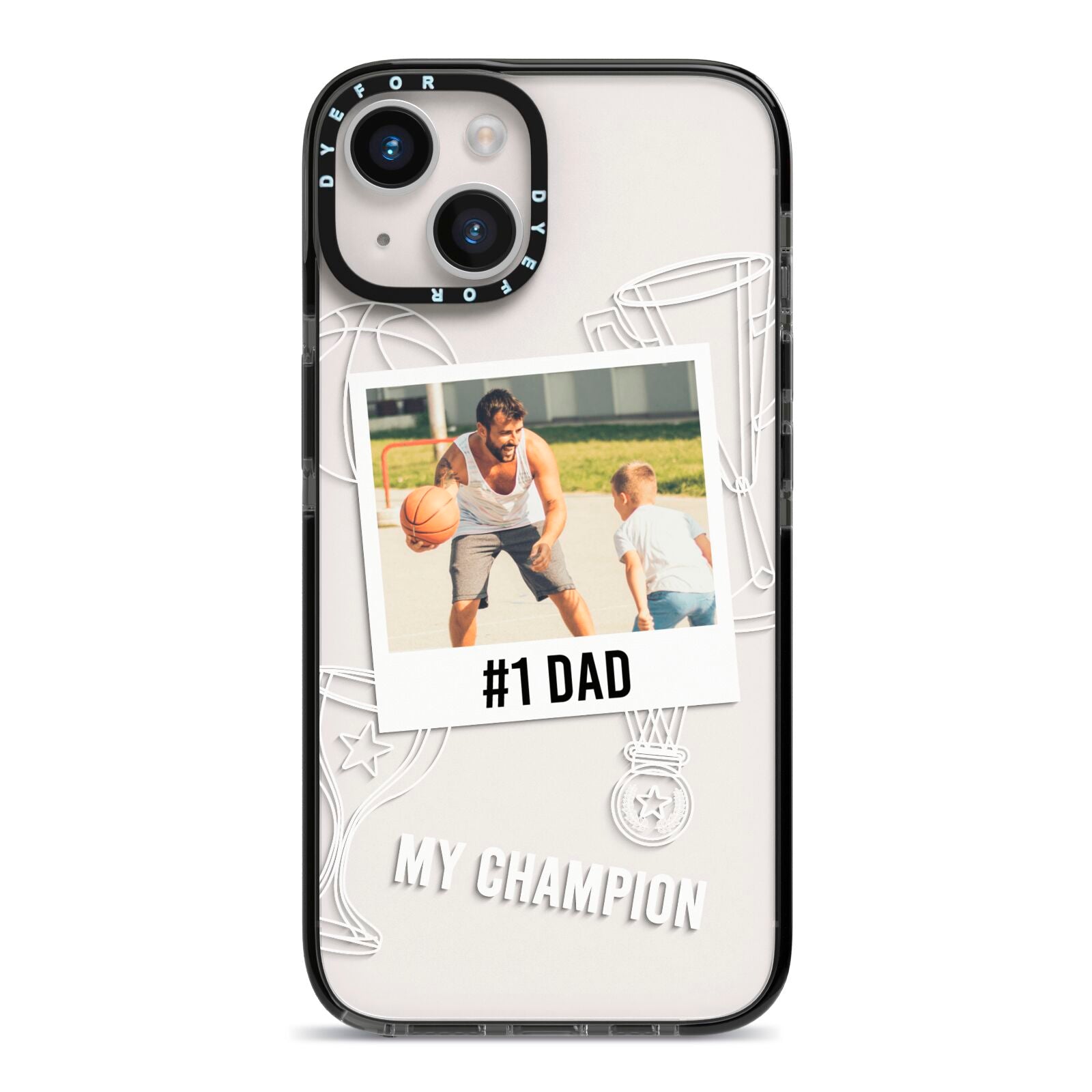 Personalised Number 1 Dad iPhone 14 Black Impact Case on Silver phone