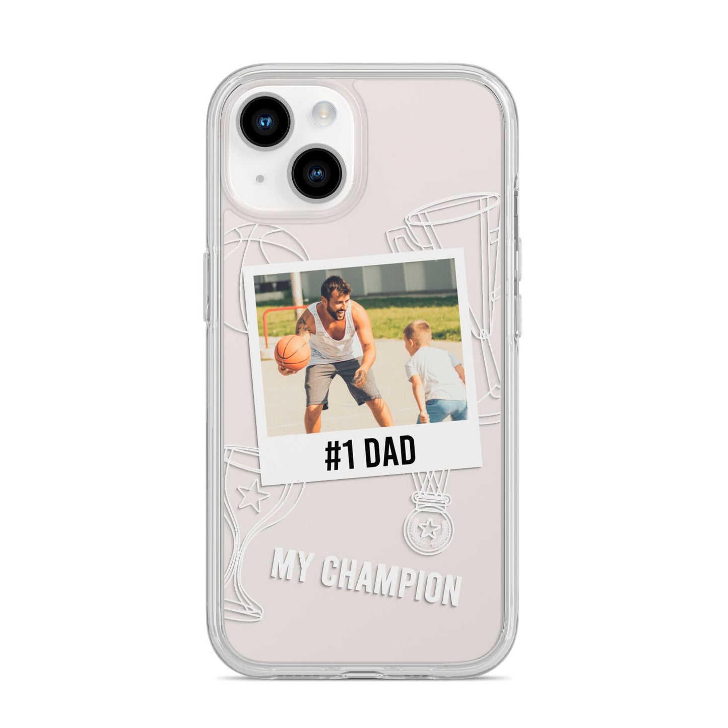Personalised Number 1 Dad iPhone 14 Clear Tough Case Starlight