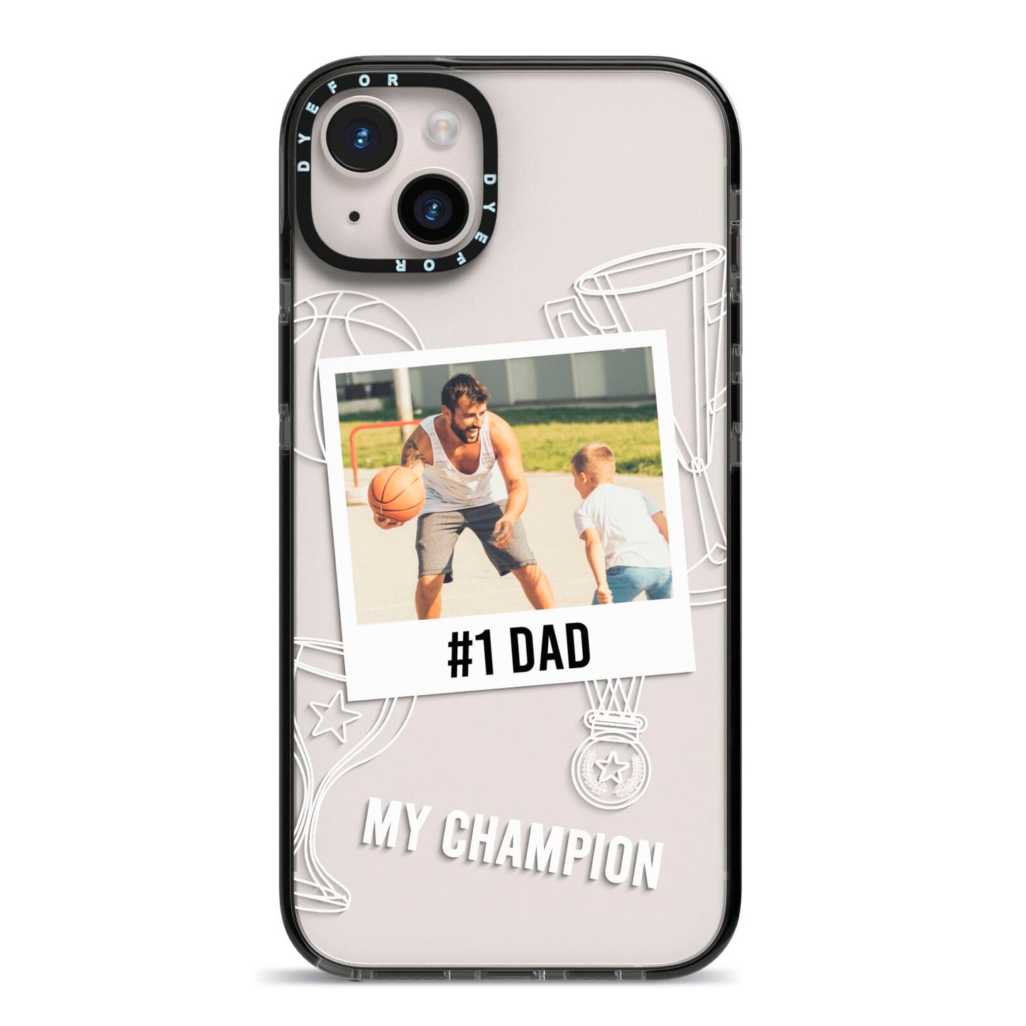Personalised Number 1 Dad iPhone 14 Plus Black Impact Case on Silver phone