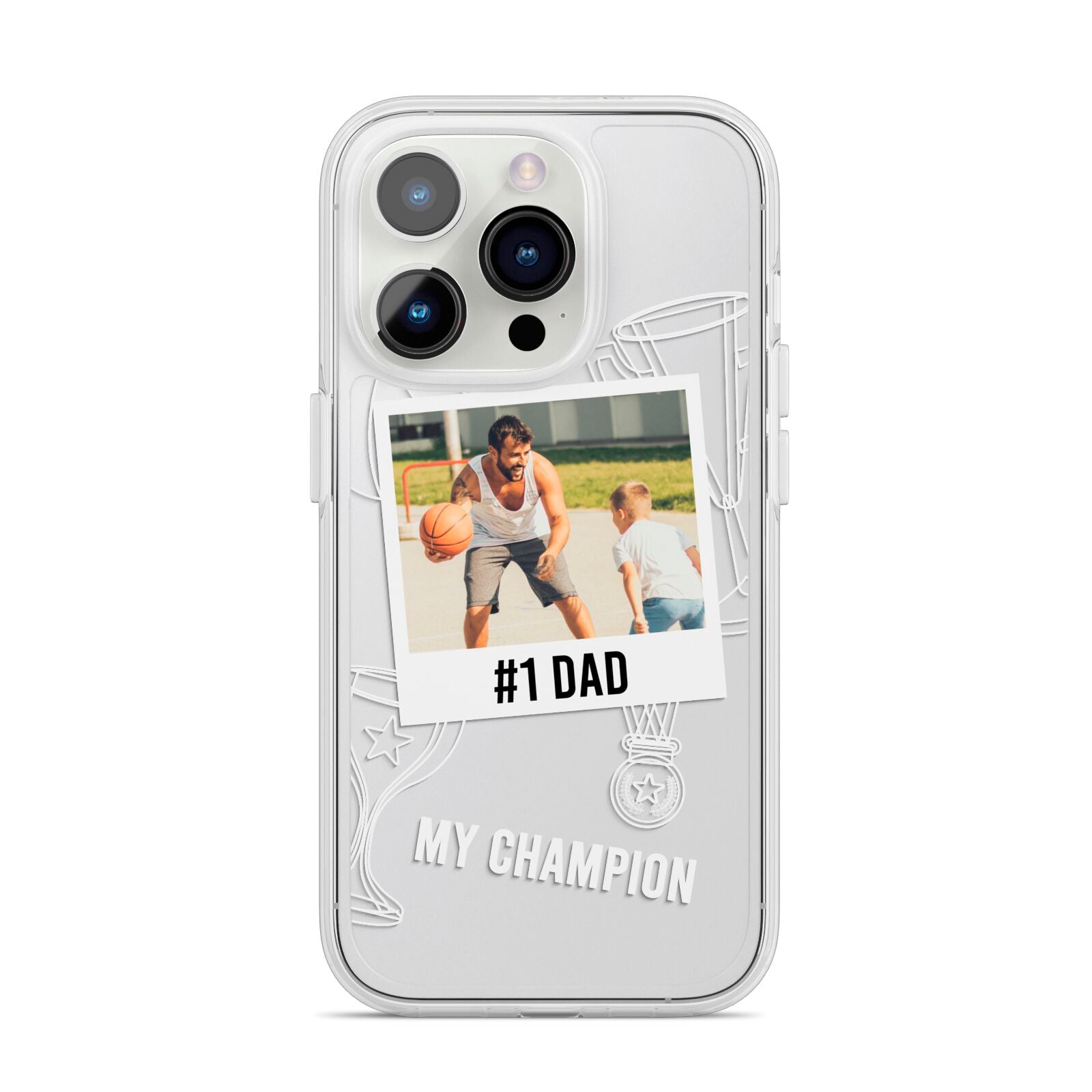 Personalised Number 1 Dad iPhone 14 Pro Clear Tough Case Silver