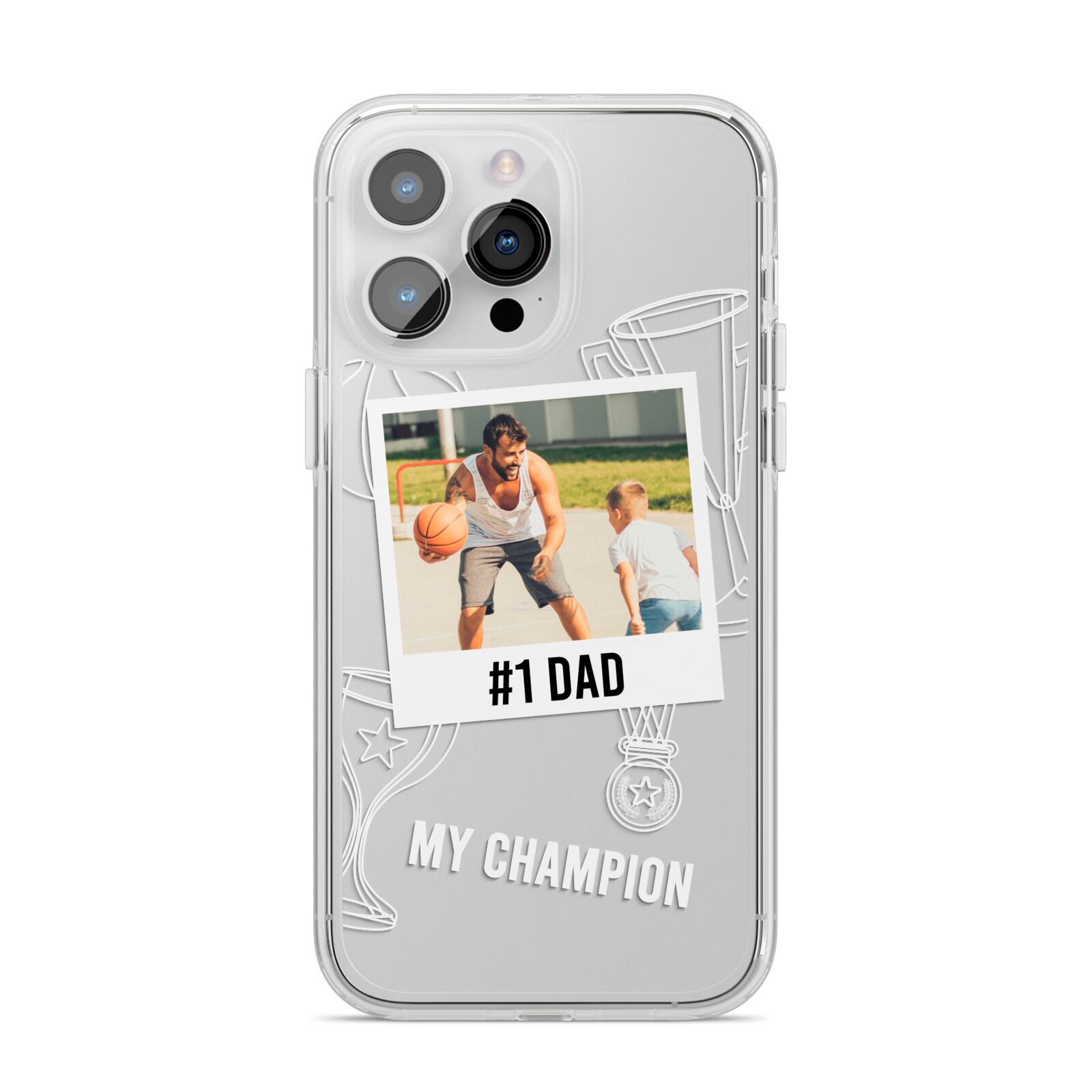 Personalised Number 1 Dad iPhone 14 Pro Max Clear Tough Case Silver