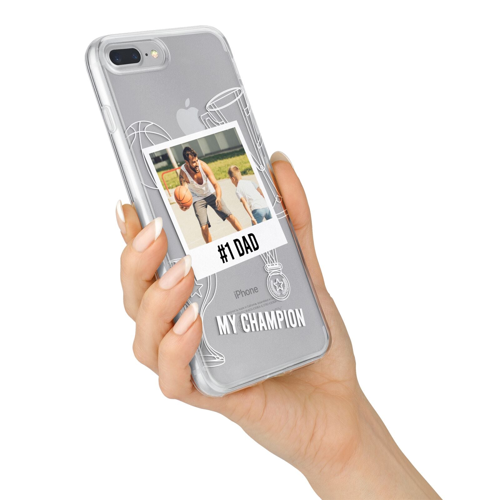 Personalised Number 1 Dad iPhone 7 Plus Bumper Case on Silver iPhone Alternative Image