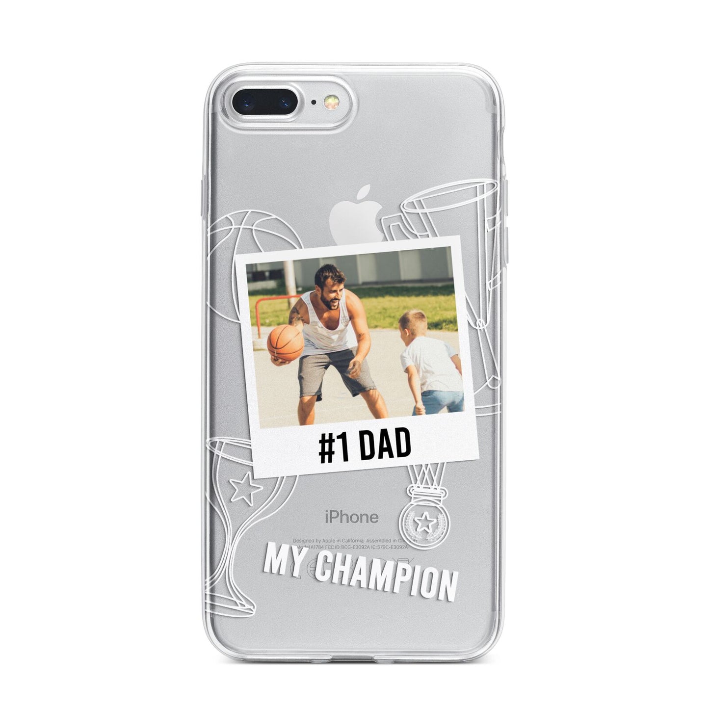 Personalised Number 1 Dad iPhone 7 Plus Bumper Case on Silver iPhone
