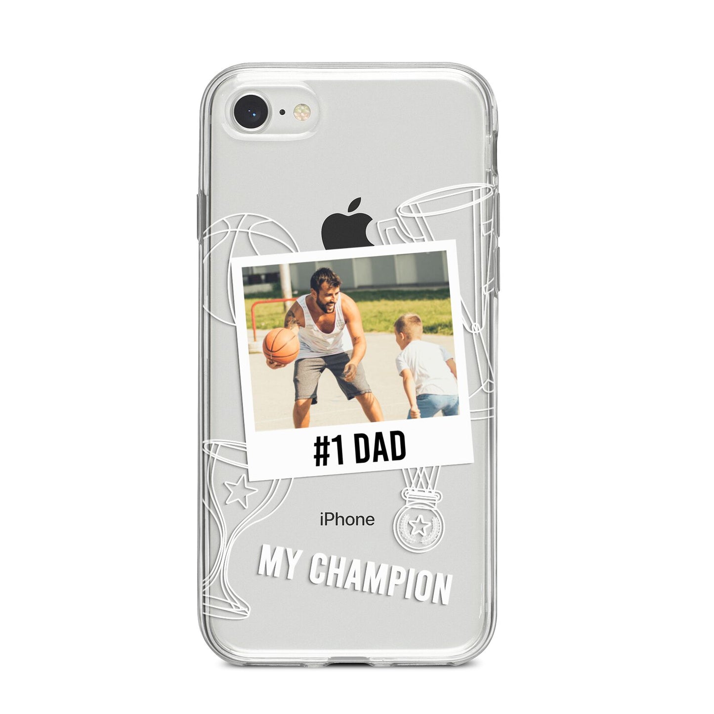 Personalised Number 1 Dad iPhone 8 Bumper Case on Silver iPhone