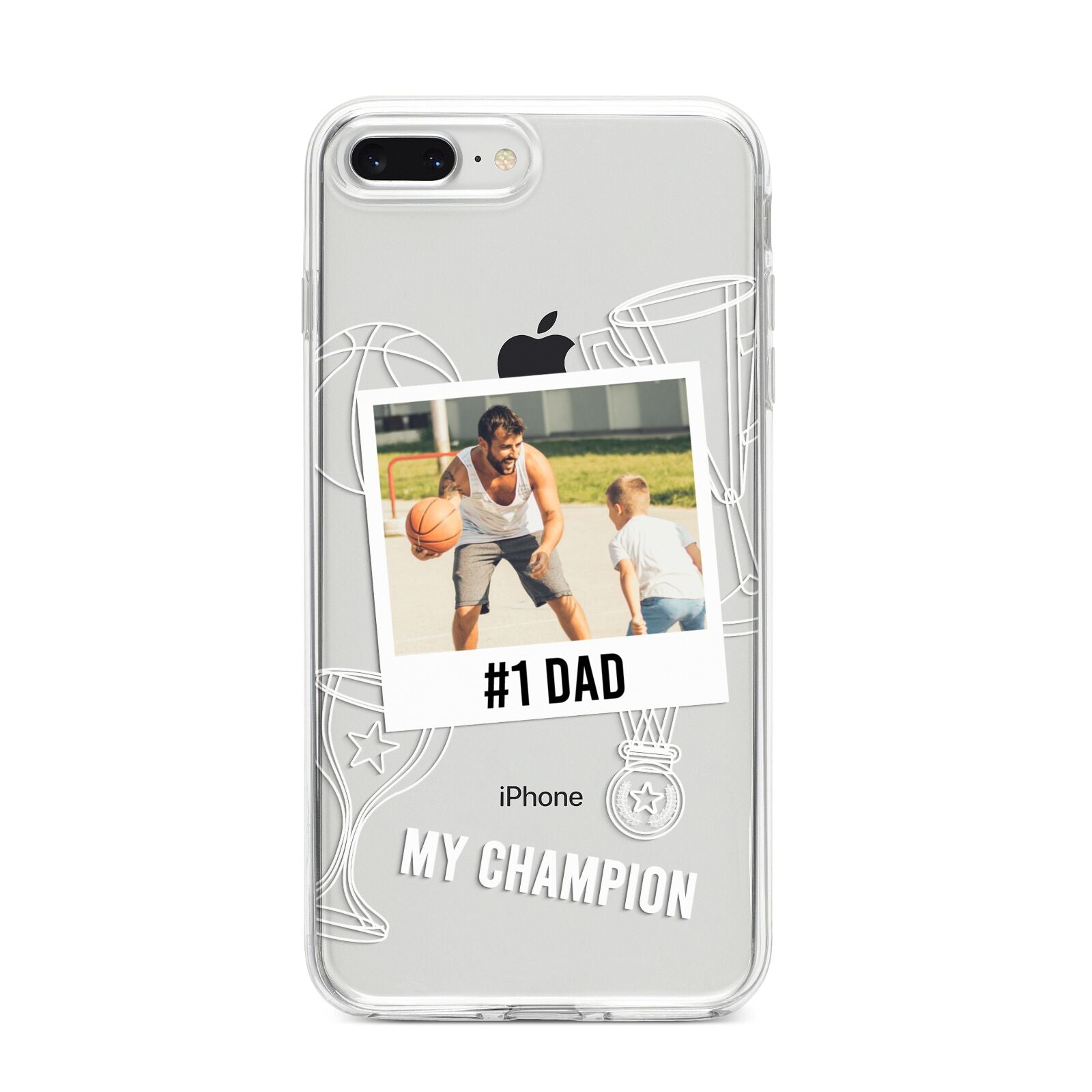 Personalised Number 1 Dad iPhone 8 Plus Bumper Case on Silver iPhone
