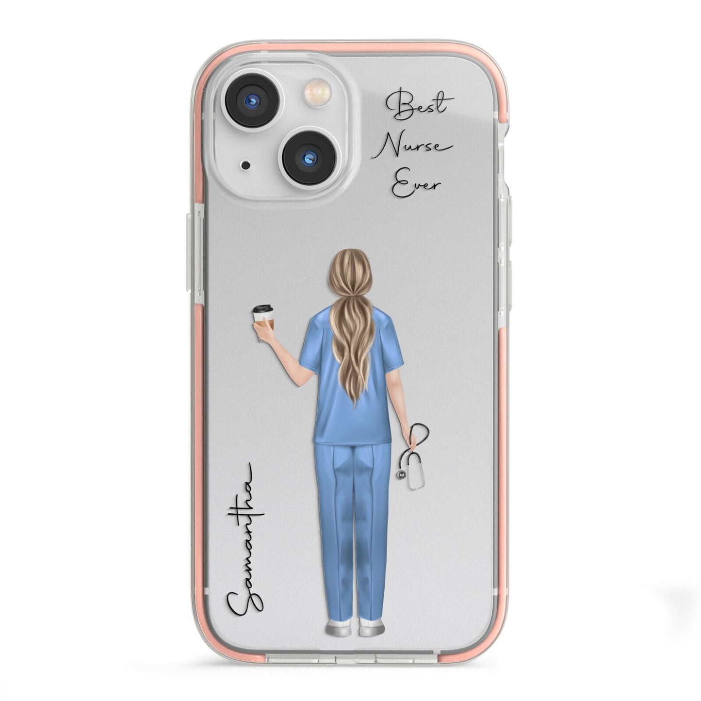 Personalised Nurse iPhone 13 Mini TPU Impact Case with Pink Edges