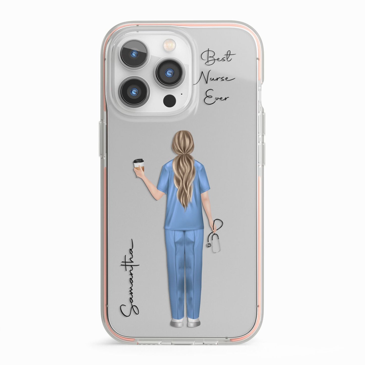 Personalised Nurse iPhone 13 Pro TPU Impact Case with Pink Edges