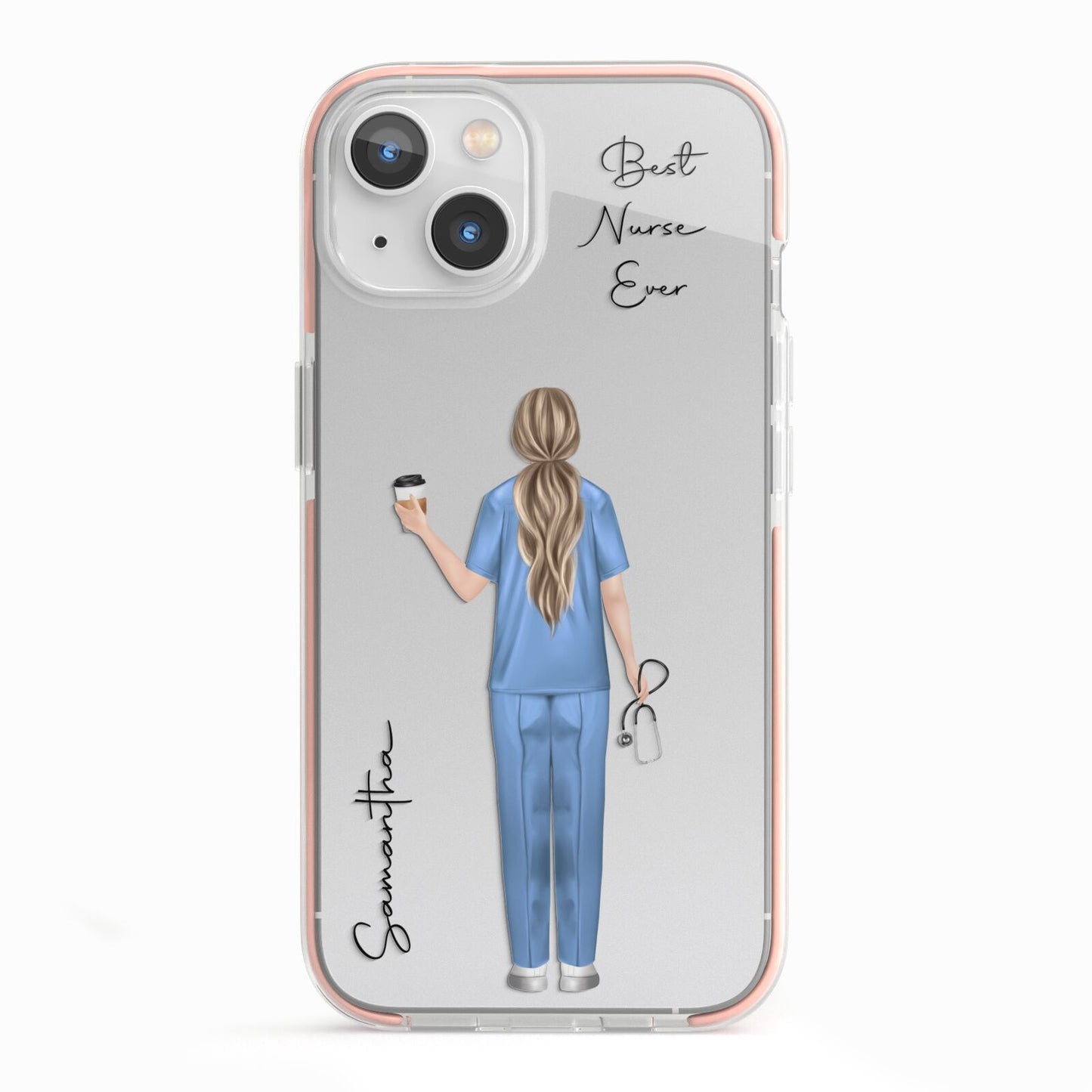 Personalised Nurse iPhone 13 TPU Impact Case with Pink Edges