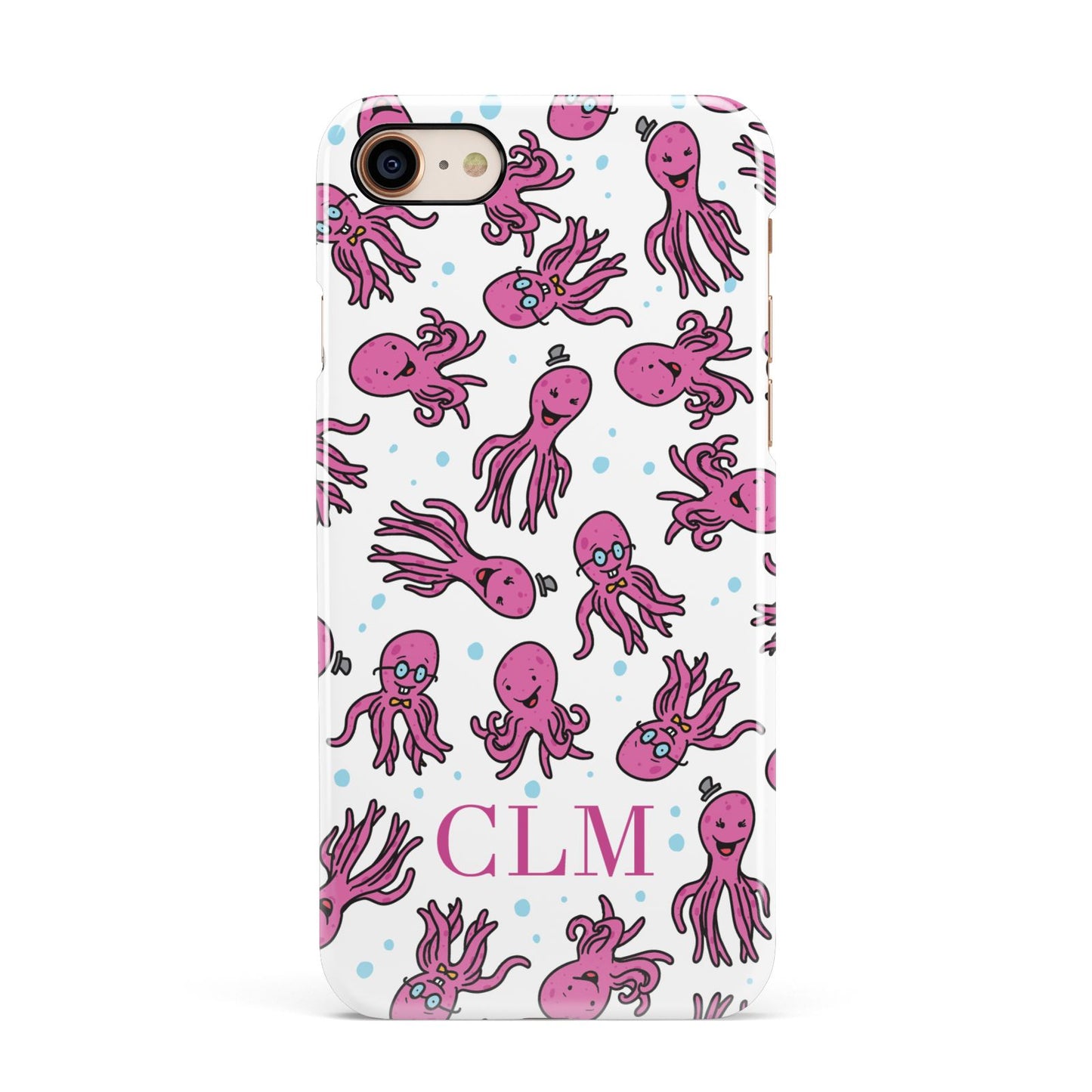 Personalised Octopus Initials Apple iPhone 7 8 3D Snap Case