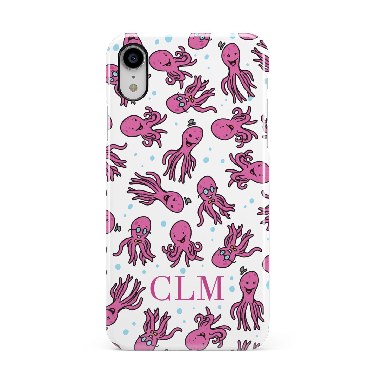 Personalised Octopus Initials Apple iPhone XR White 3D Snap Case