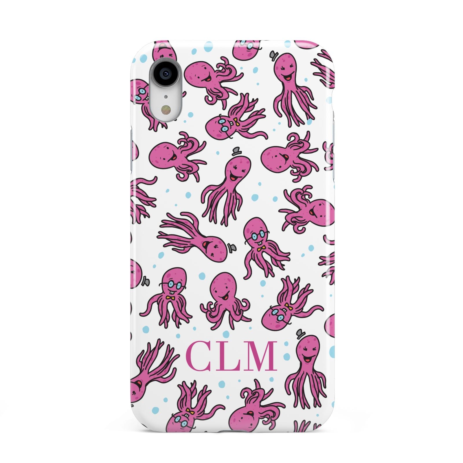Personalised Octopus Initials Apple iPhone XR White 3D Tough Case