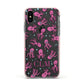 Personalised Octopus Initials Apple iPhone Xs Impact Case Pink Edge on Black Phone