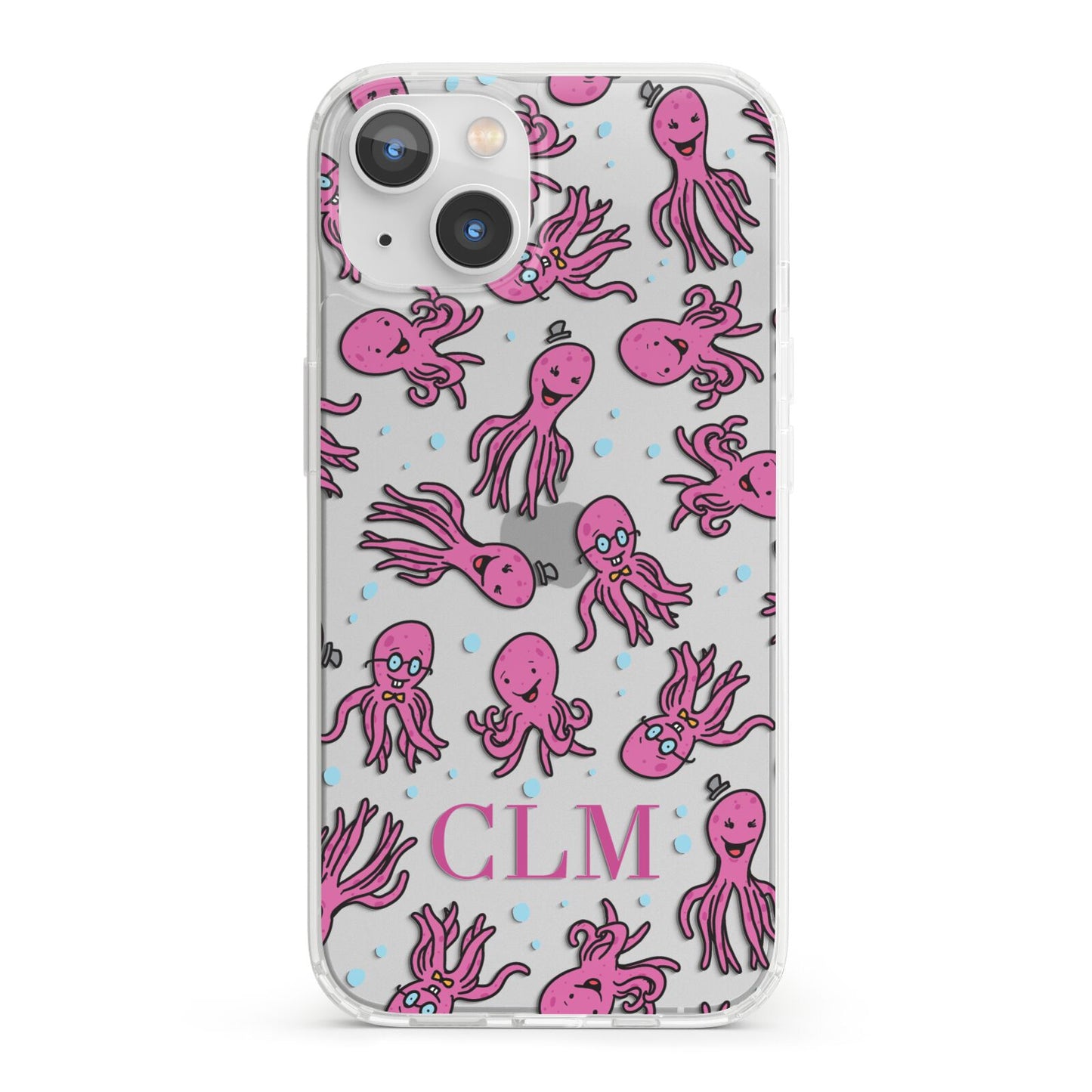 Personalised Octopus Initials iPhone 13 Clear Bumper Case