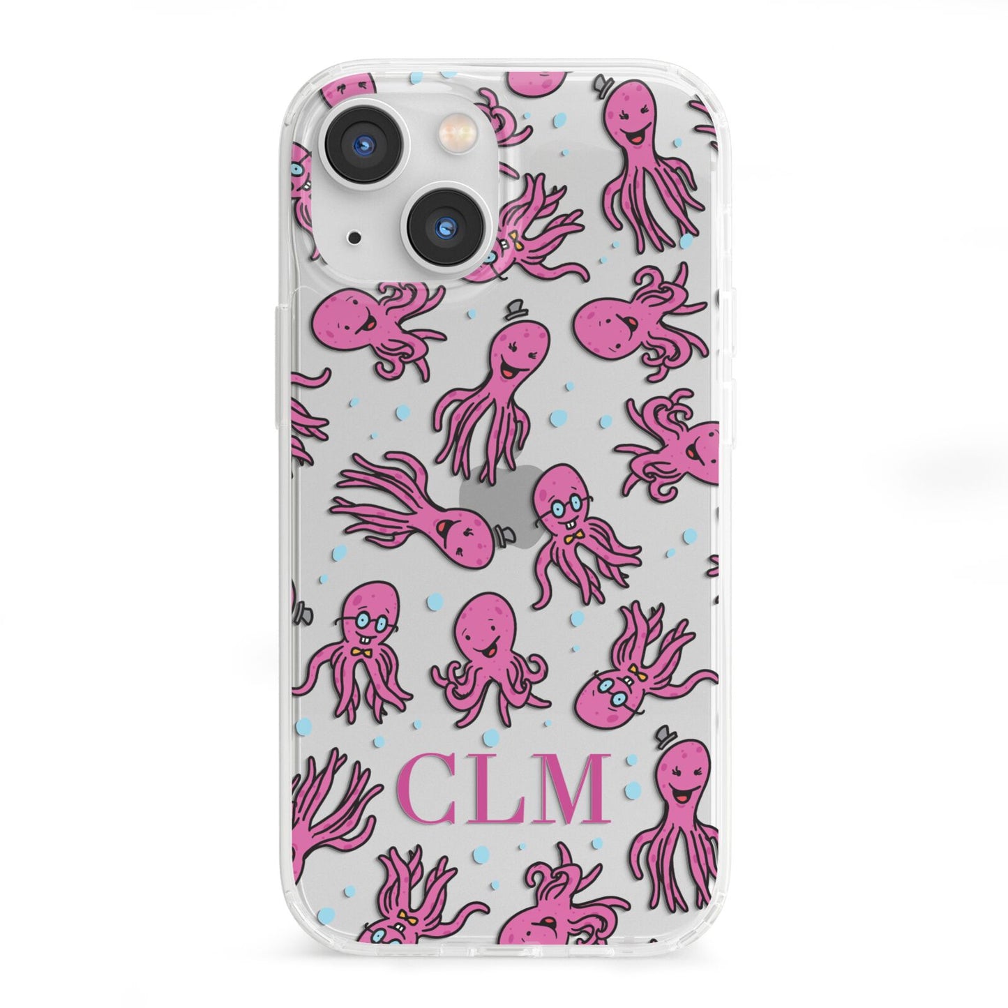 Personalised Octopus Initials iPhone 13 Mini Clear Bumper Case