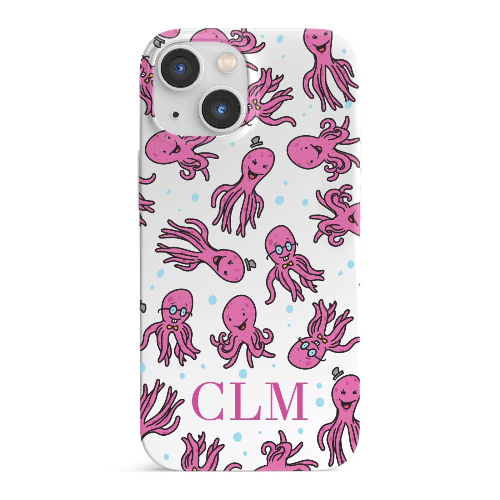 Personalised Octopus Initials iPhone 13 Mini Full Wrap 3D Snap Case