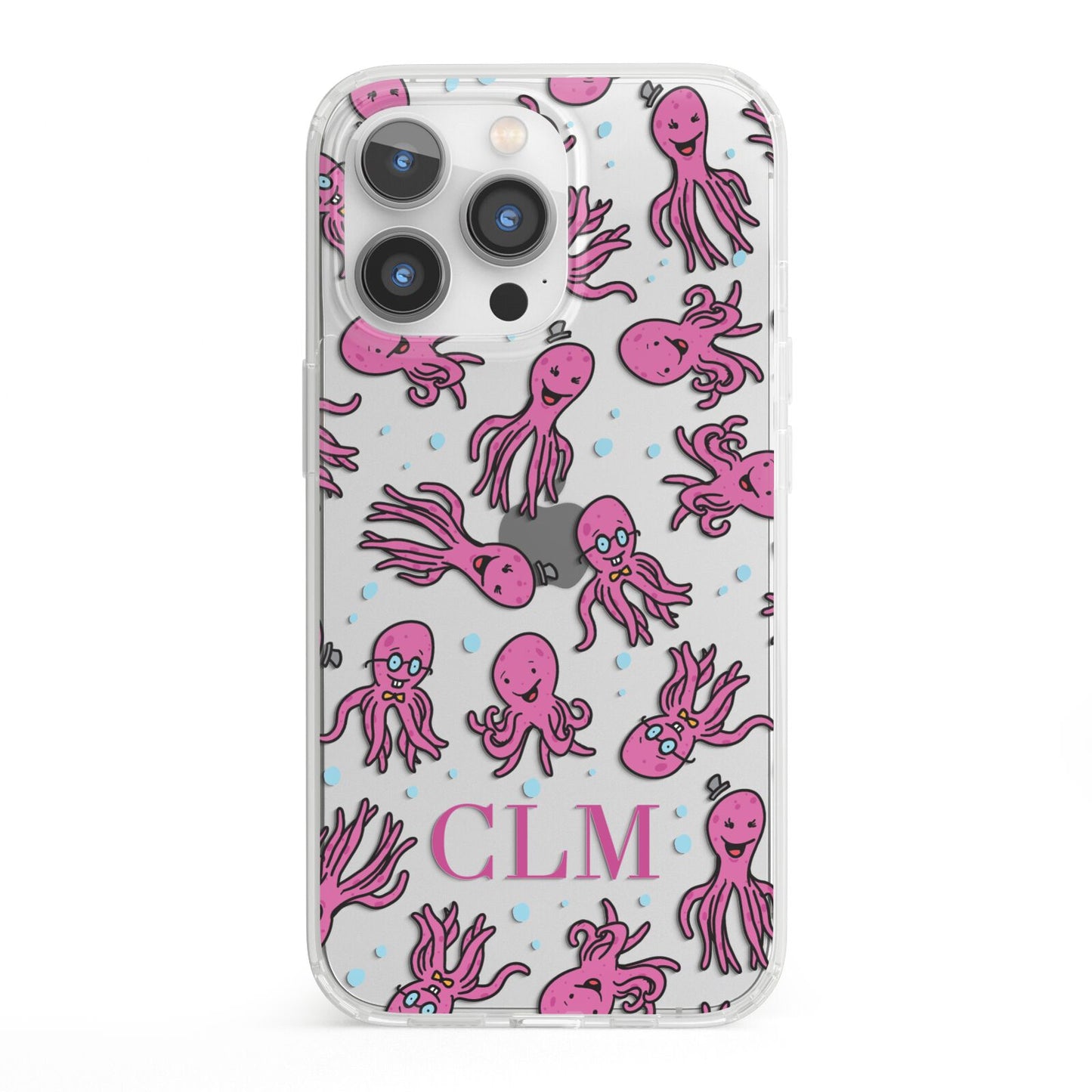 Personalised Octopus Initials iPhone 13 Pro Clear Bumper Case