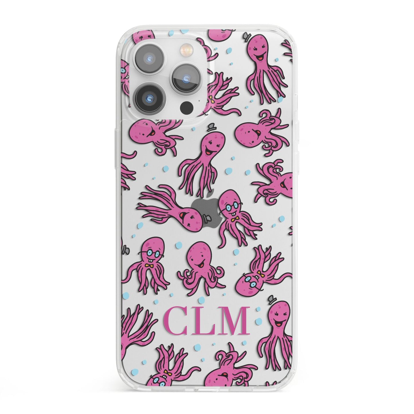 Personalised Octopus Initials iPhone 13 Pro Max Clear Bumper Case