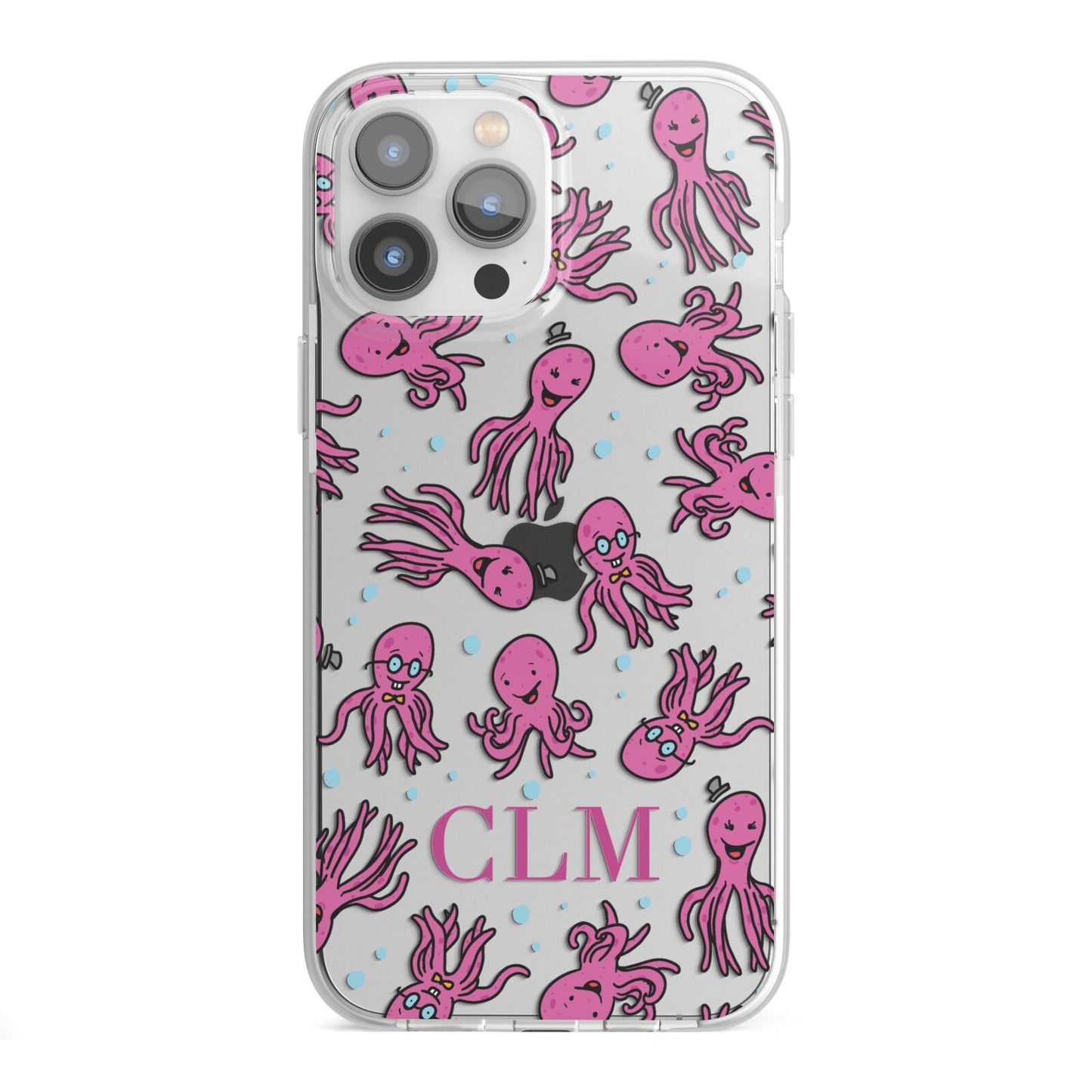 Personalised Octopus Initials iPhone 13 Pro Max TPU Impact Case with White Edges