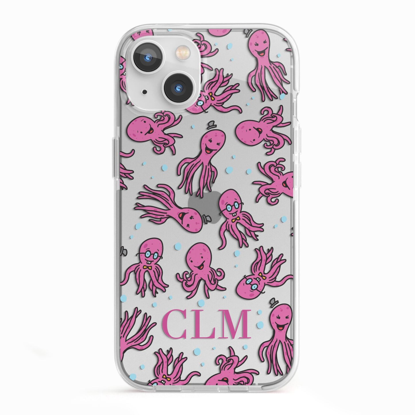 Personalised Octopus Initials iPhone 13 TPU Impact Case with White Edges