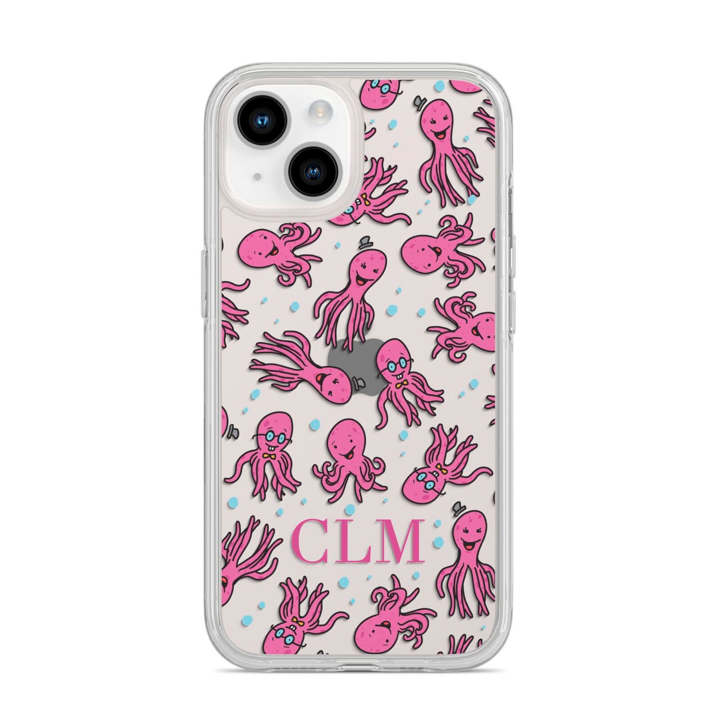 Personalised Octopus Initials iPhone 14 Clear Tough Case Starlight