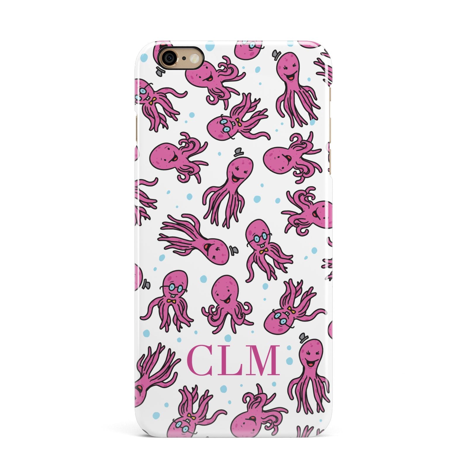 Personalised Octopus Initials iPhone 6 Plus 3D Snap Case on Gold Phone