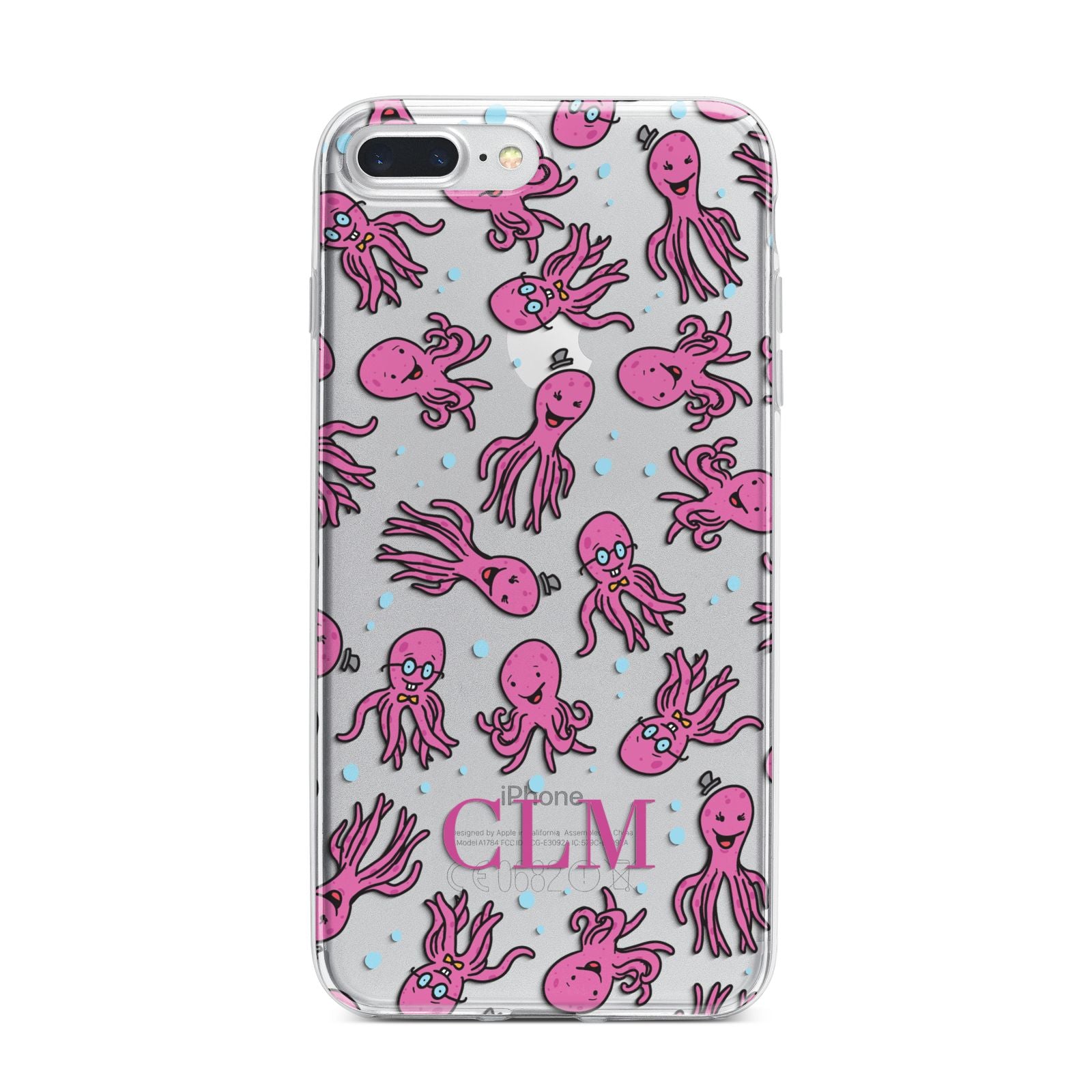 Personalised Octopus Initials iPhone 7 Plus Bumper Case on Silver iPhone