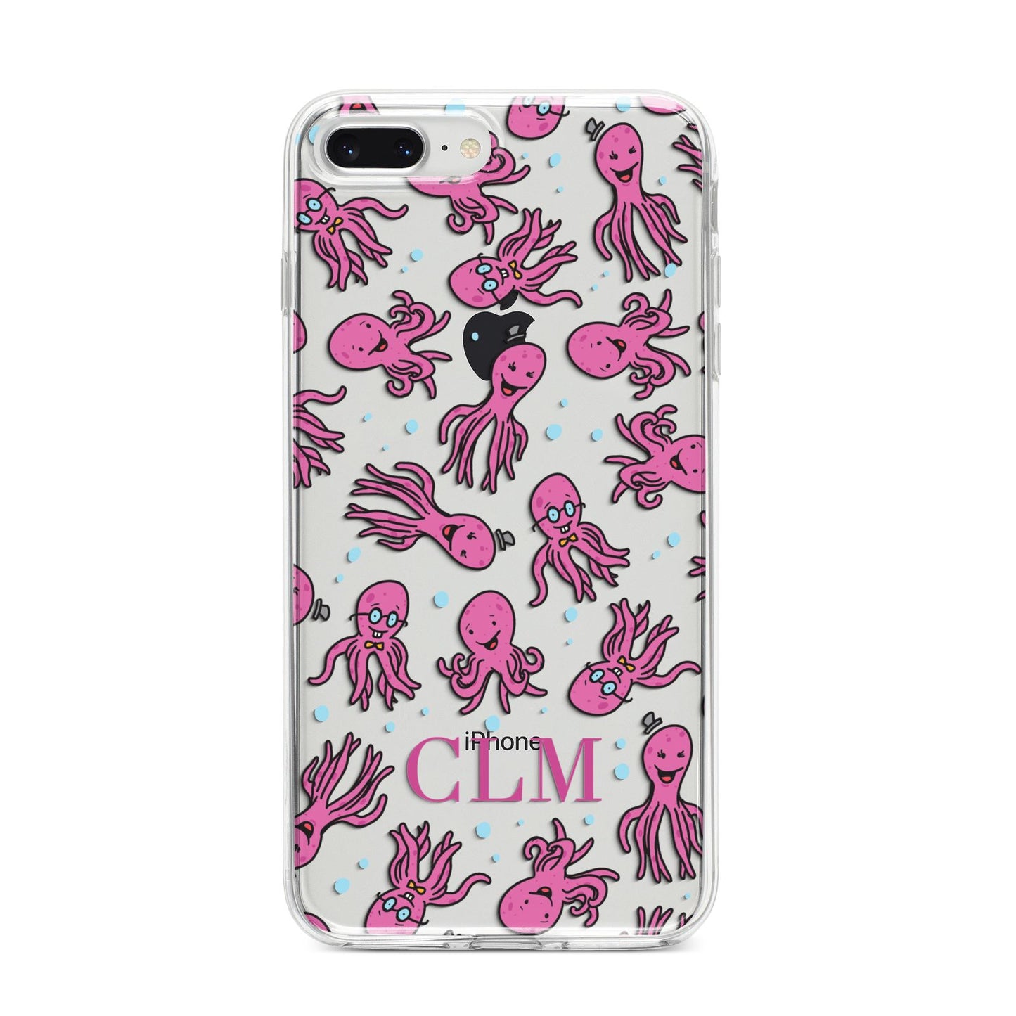 Personalised Octopus Initials iPhone 8 Plus Bumper Case on Silver iPhone